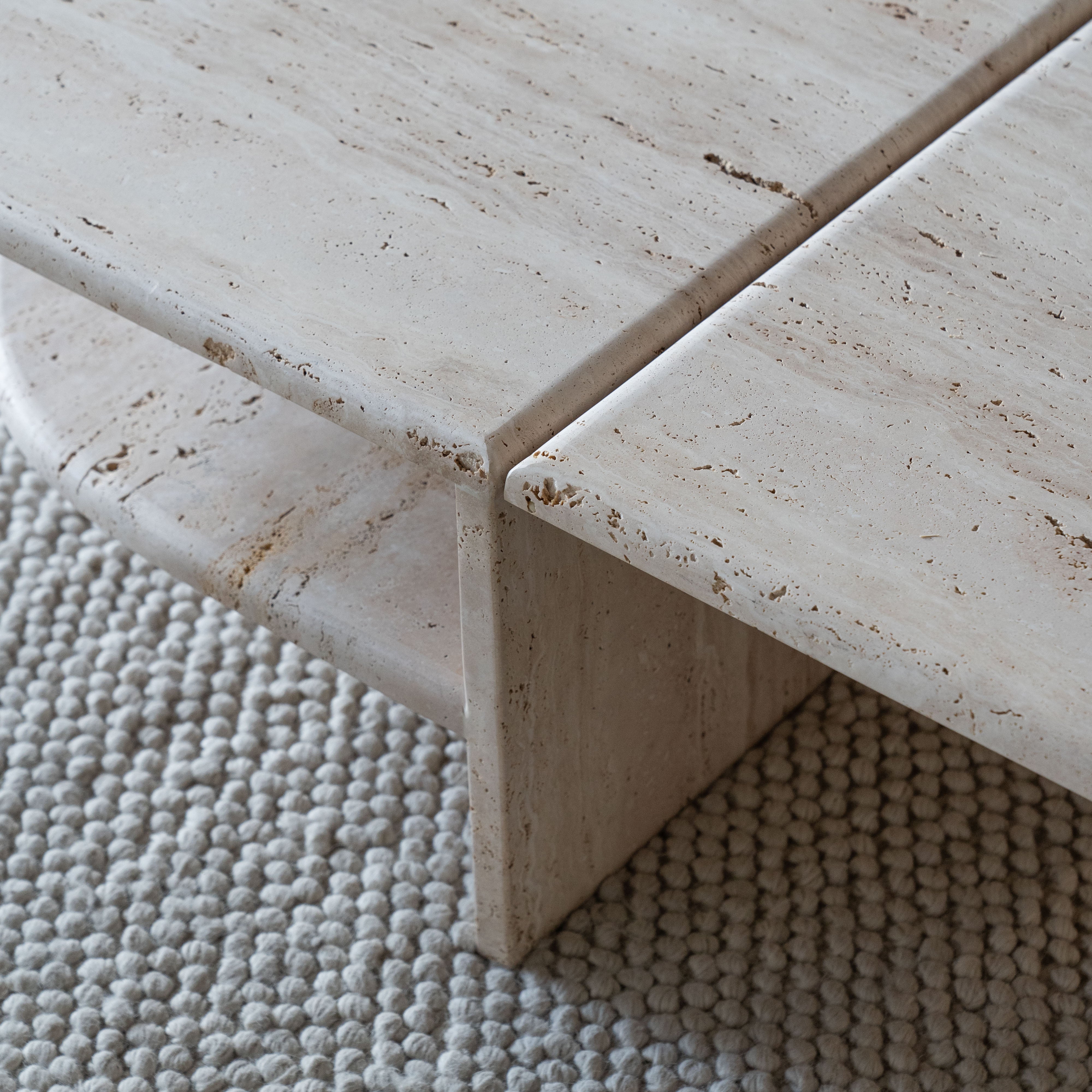 Palm Travertine Marble Oval Coffee Table - Coffee Table - WS Living Furniture Furniture Store in Dubai