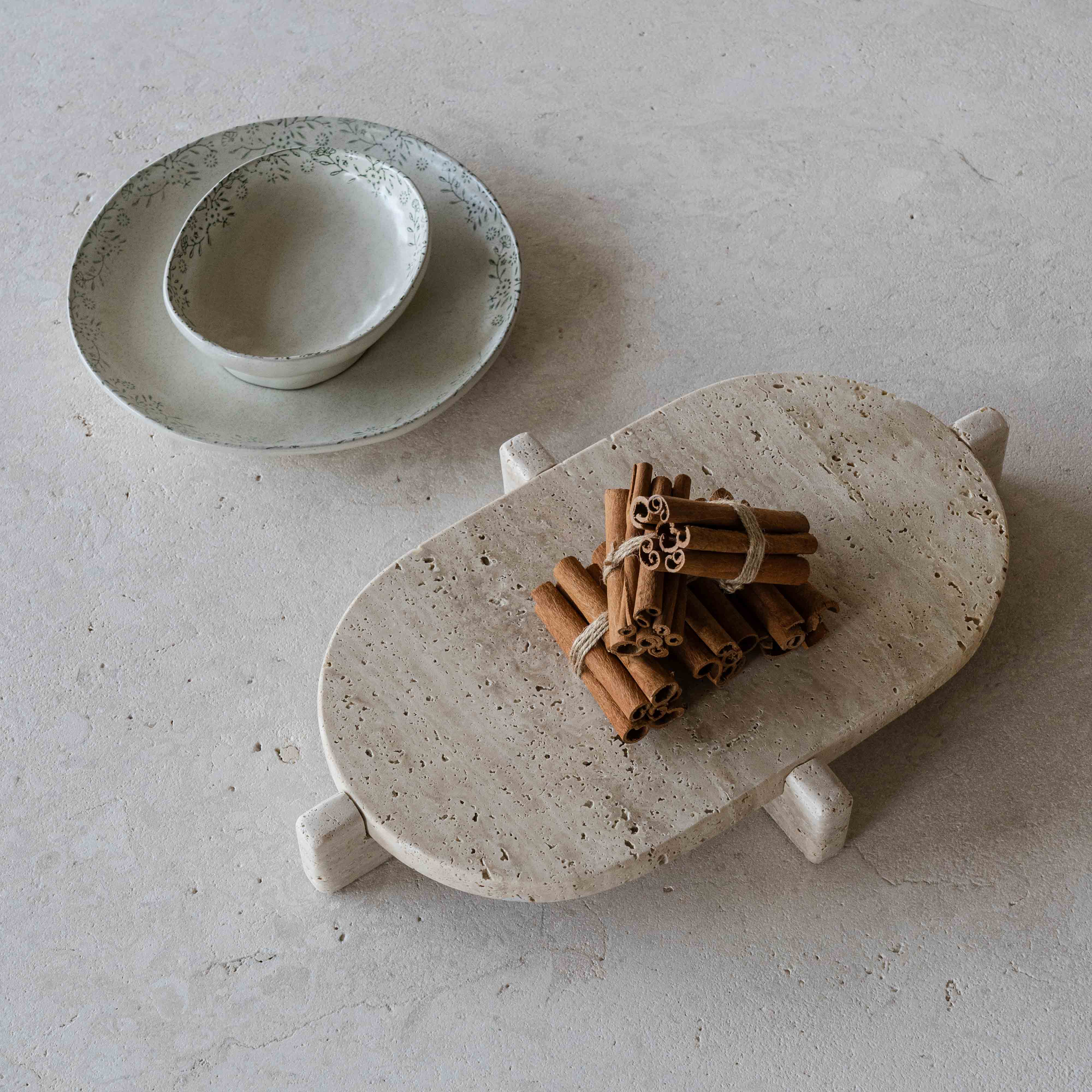 Nordic Natural Marble Travertine Oval Decorative Tray - - WS Living Furniture Home Furniture Stores in Dubai