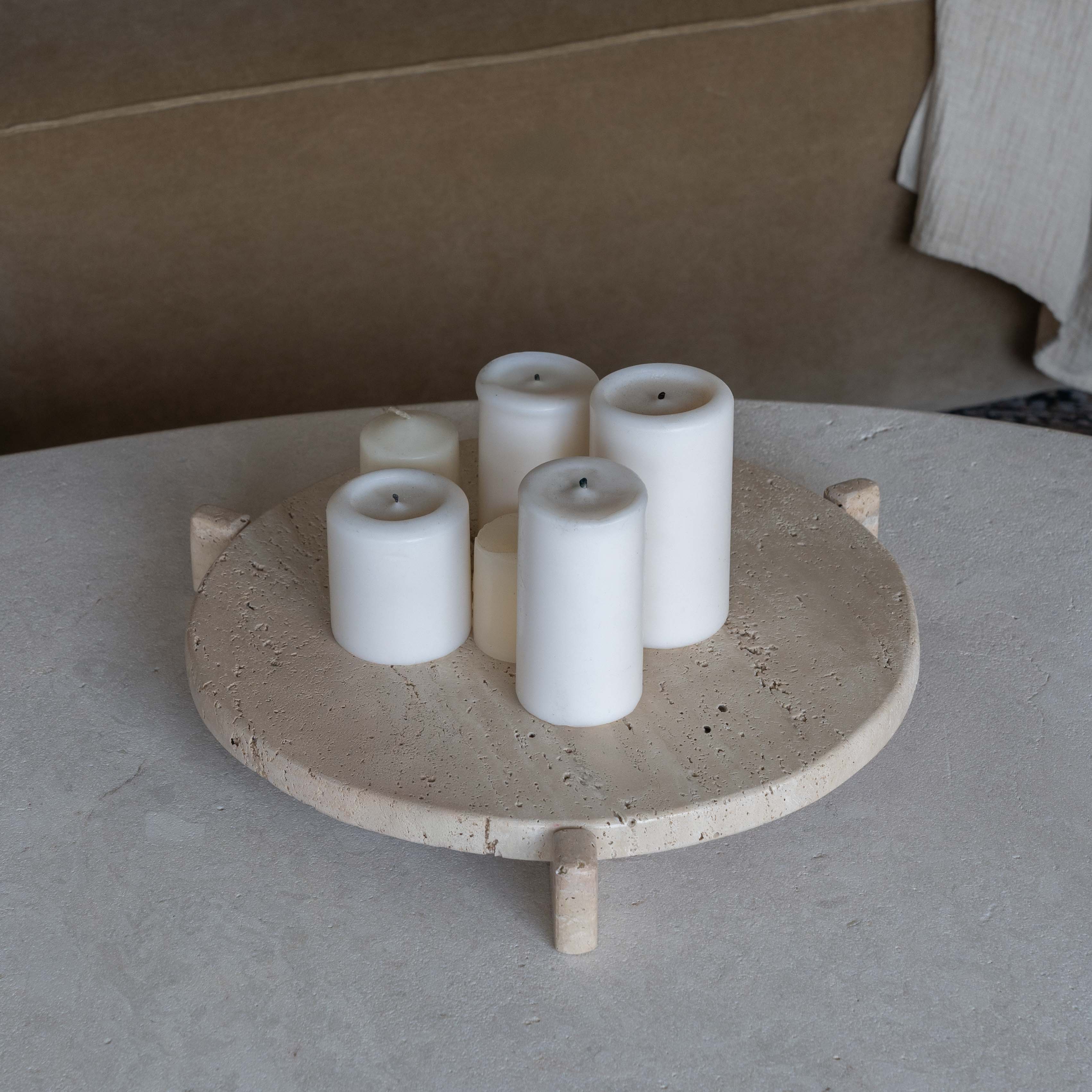 Natural Travertine Marble Round Tray - Tray - WS Living Furniture  Furniture Store in Dubai