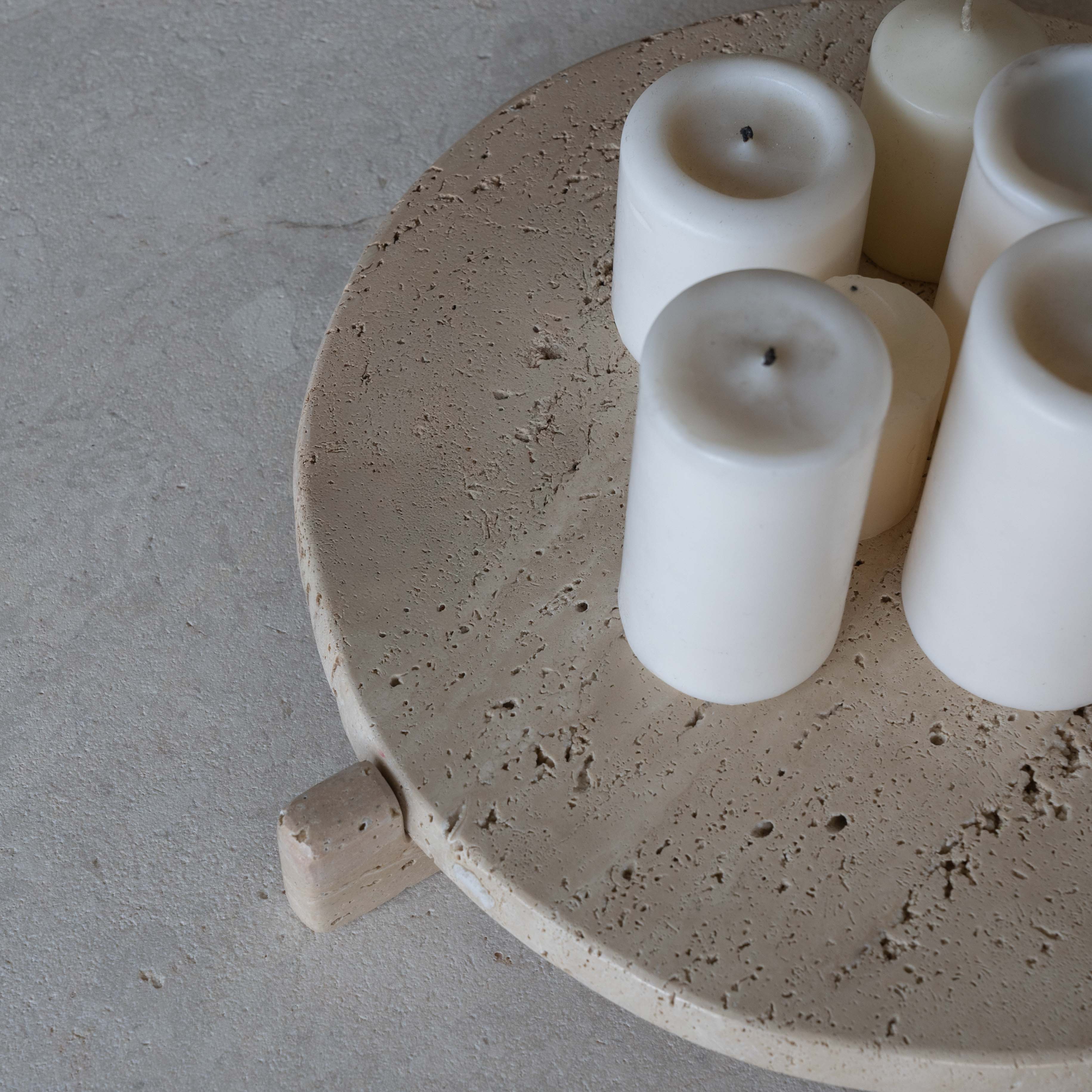 Natural Travertine Marble Round Tray - Tray - WS Living Furniture  Furniture Store in Dubai