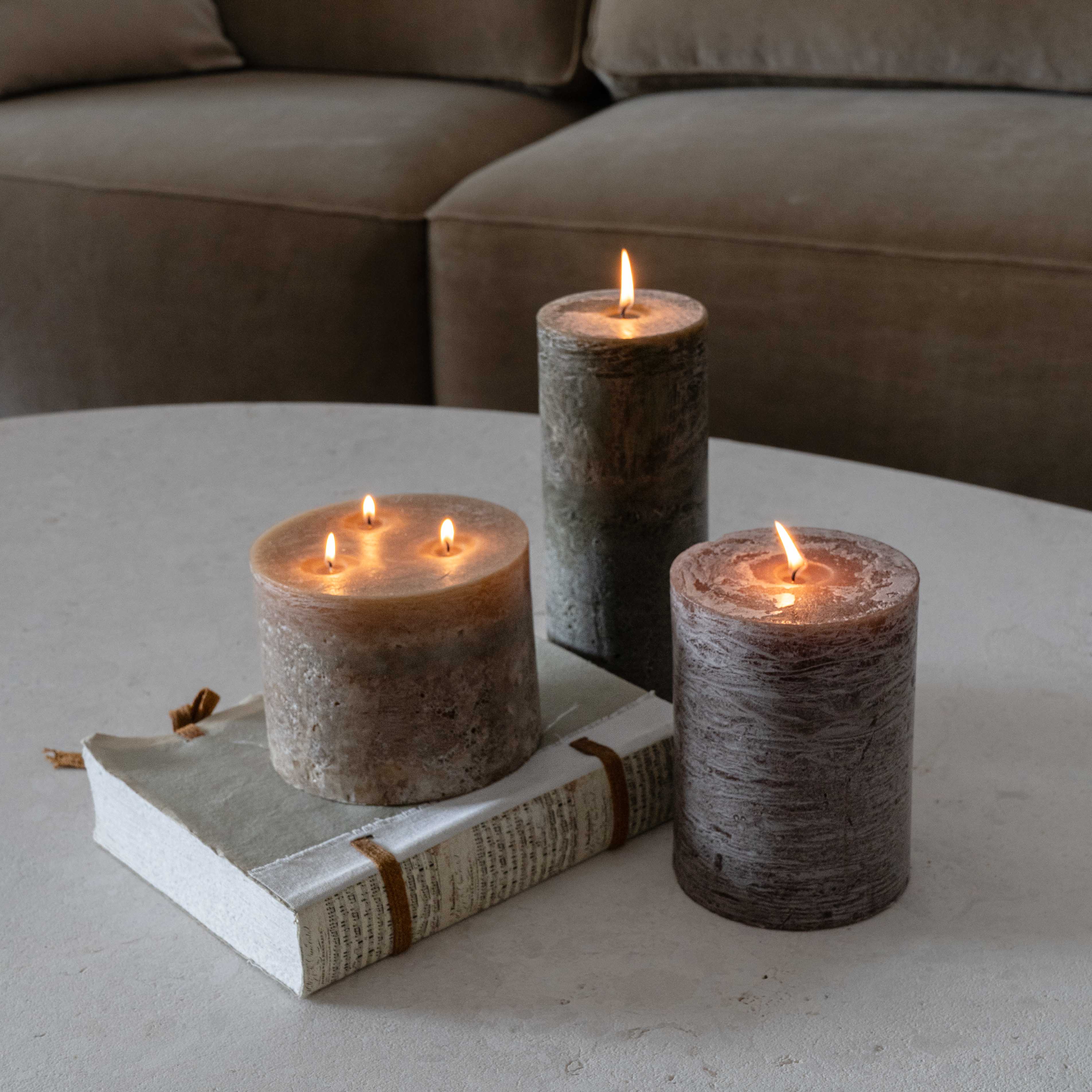 Tuscany Rustic Shine Pillar Type Candle - Candles - WS Living Furniture Furniture Store in Dubai