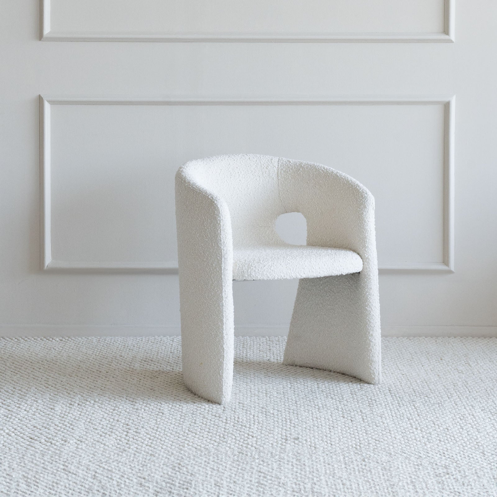 Wesley White Boucle Dining Chair - - WS Living Furniture Furniture Store in Dubai