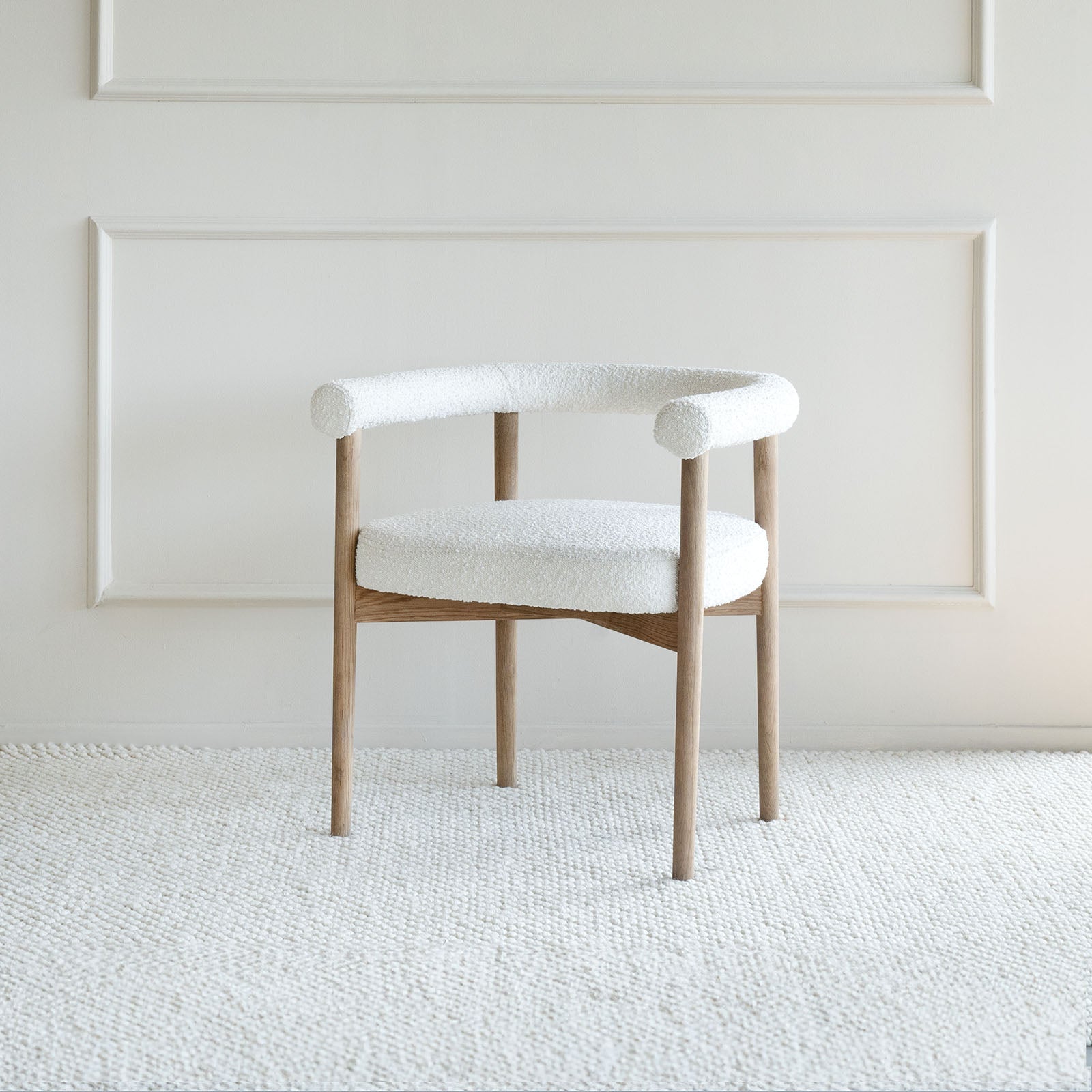 Lucy Boucle Wood Dining Chair (LJ1117) - - WS Living Furniture Furniture Store in Dubai