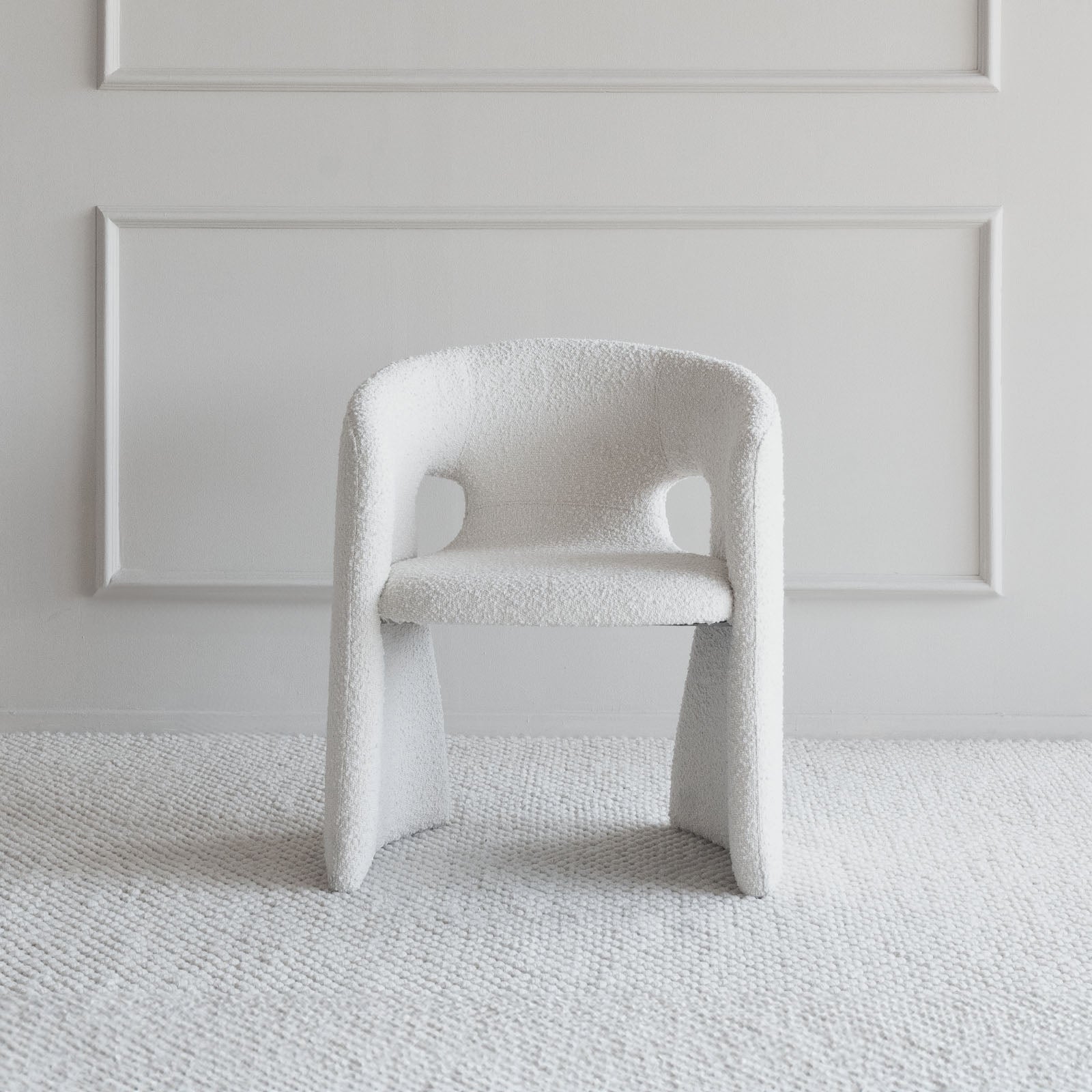 Wesley White Boucle Dining Chair - - WS Living Furniture Furniture Store in Dubai