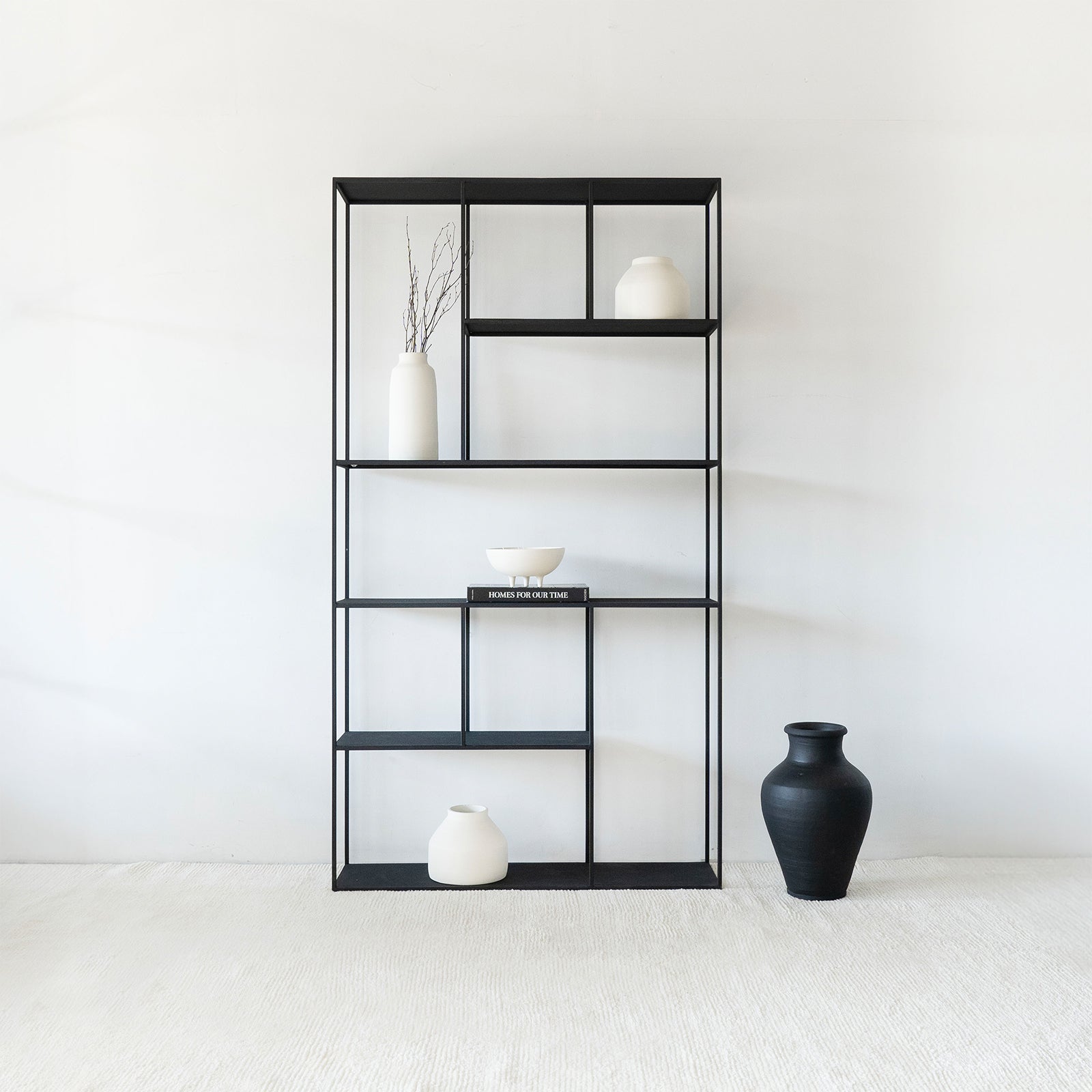 Monochrome Vertical Column Powder Coated Steel Shelf - - WS Living - UAE Modern Home Furniture Stores in Dubai