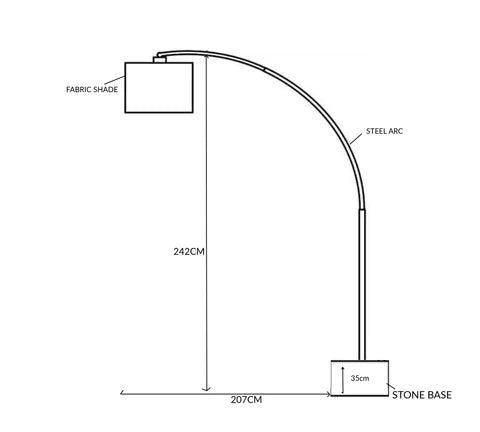 Arc Floor Lamp - Stone Base and Fabric Shade - Floor Lamp - WS Living Furniture  Furniture Store in Dubai