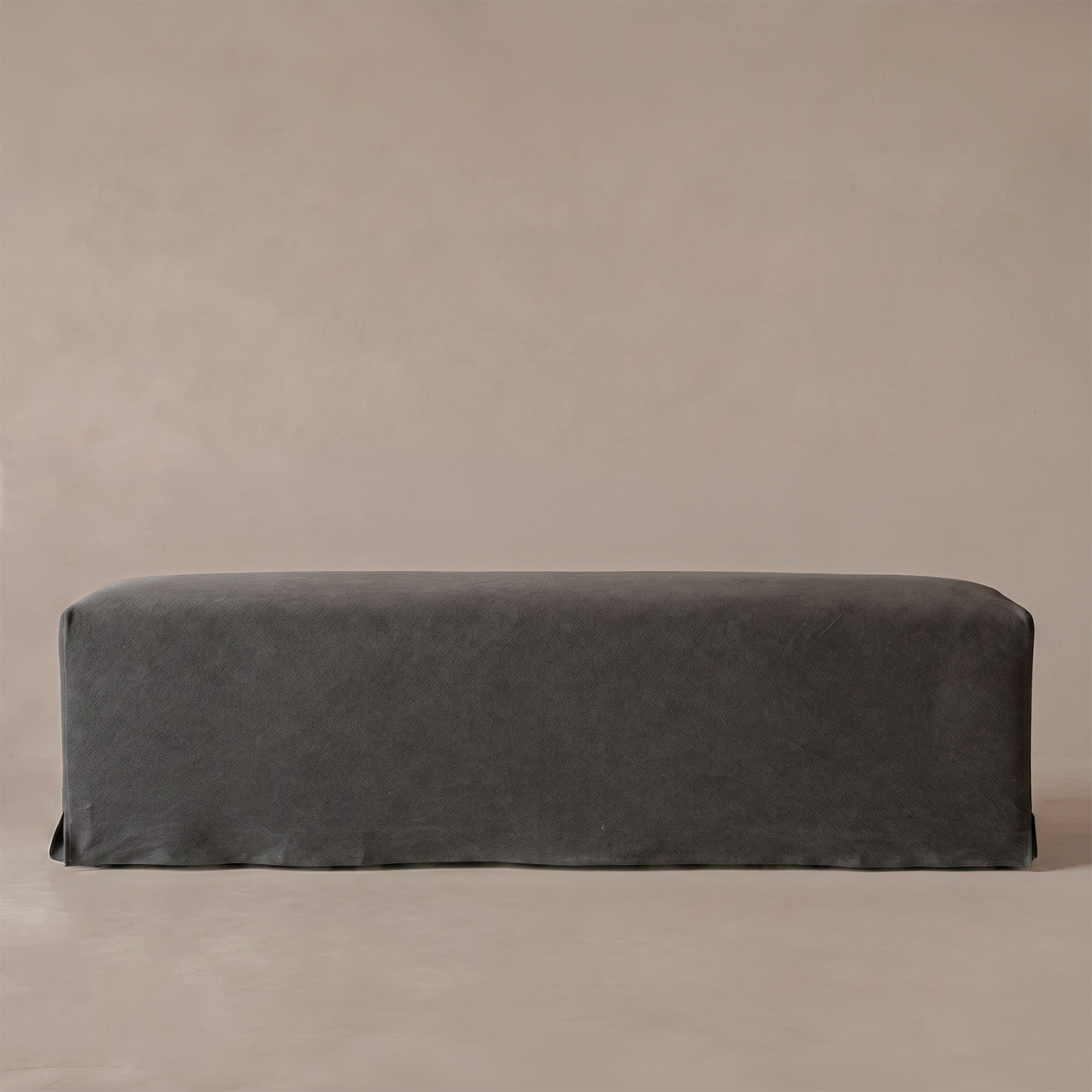 Velmora Charcoal Linen Upholstered Bench