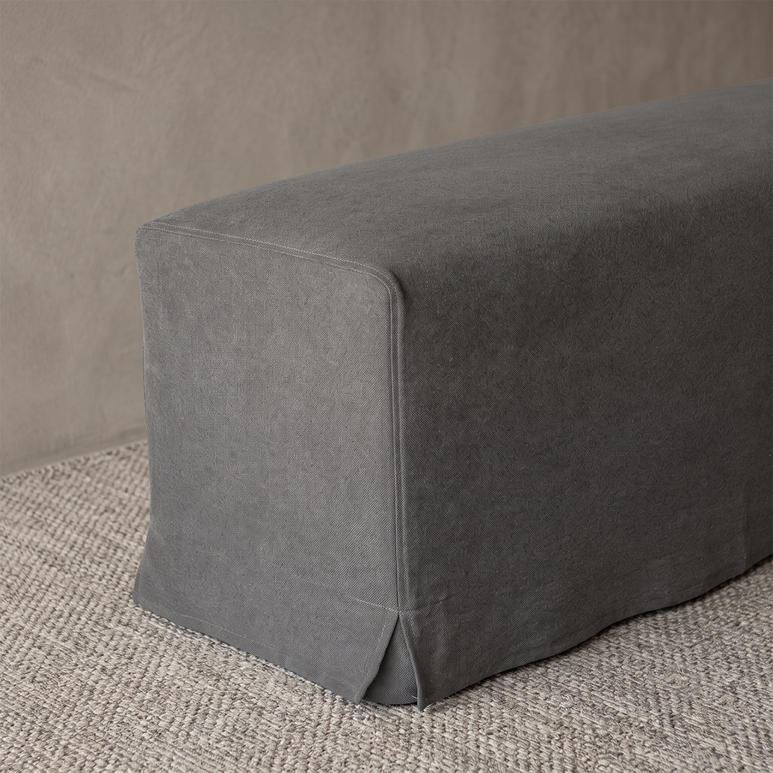 Velmora Charcoal Linen Upholstered Bench