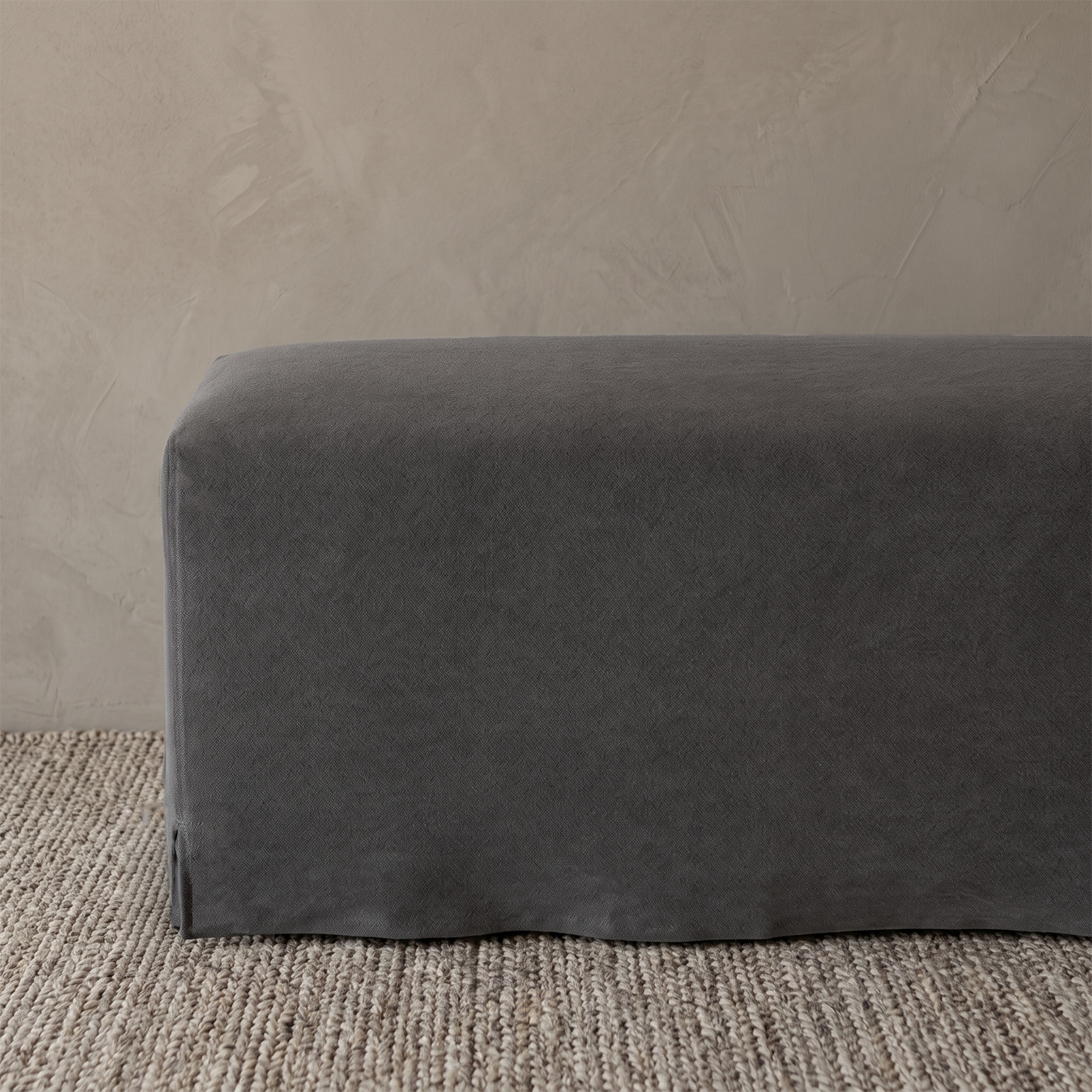 Velmora Charcoal Linen Upholstered Bench