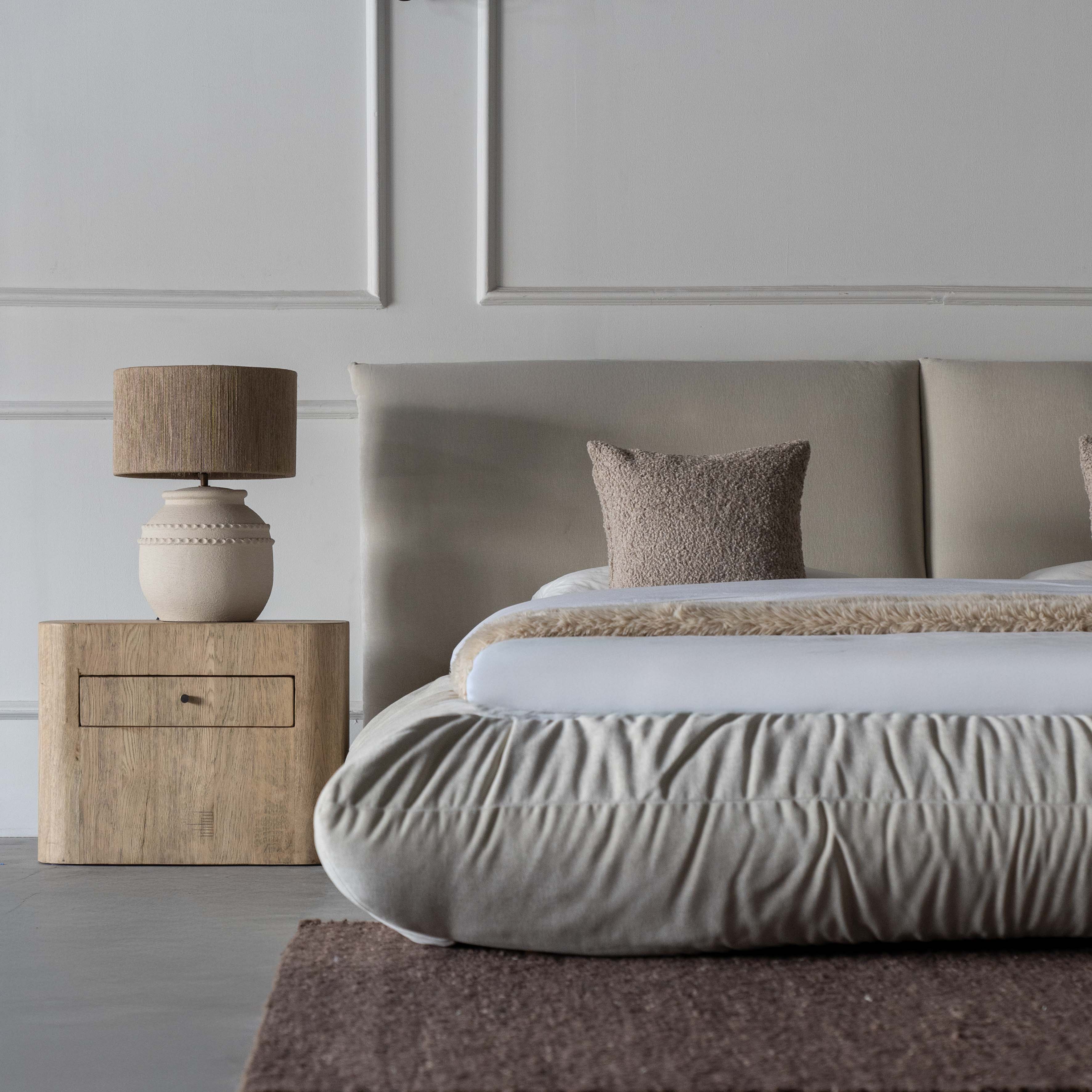 Veloura Modern Beige - King Size Bed - 180x200 cm - Bed - WS Living Furniture Furniture Store in Dubai