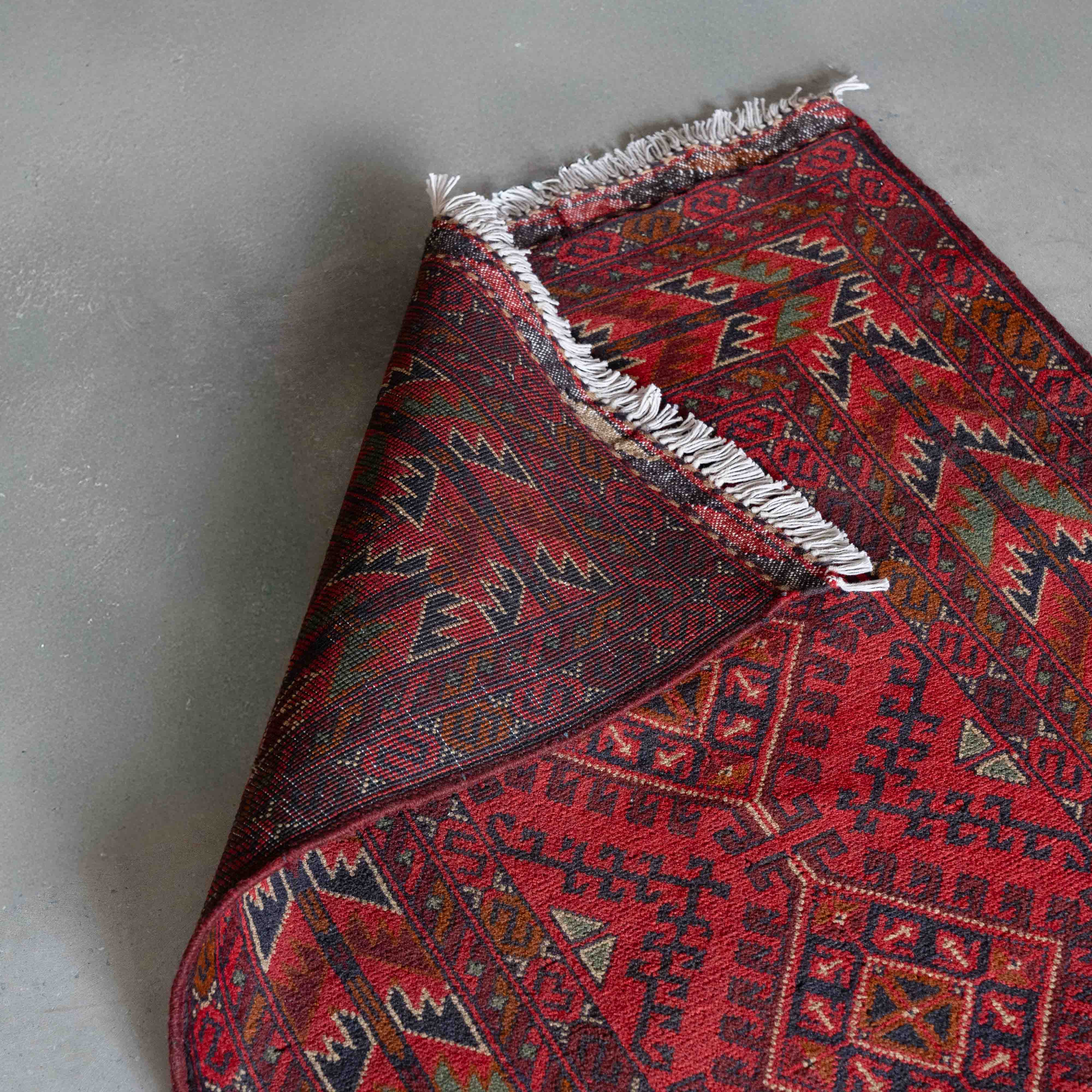 Velora Runner Handcrafted Red Vintage Style Wool Afghan Rug - Rug - WS Living Furniture Home Furniture Stores in Dubai