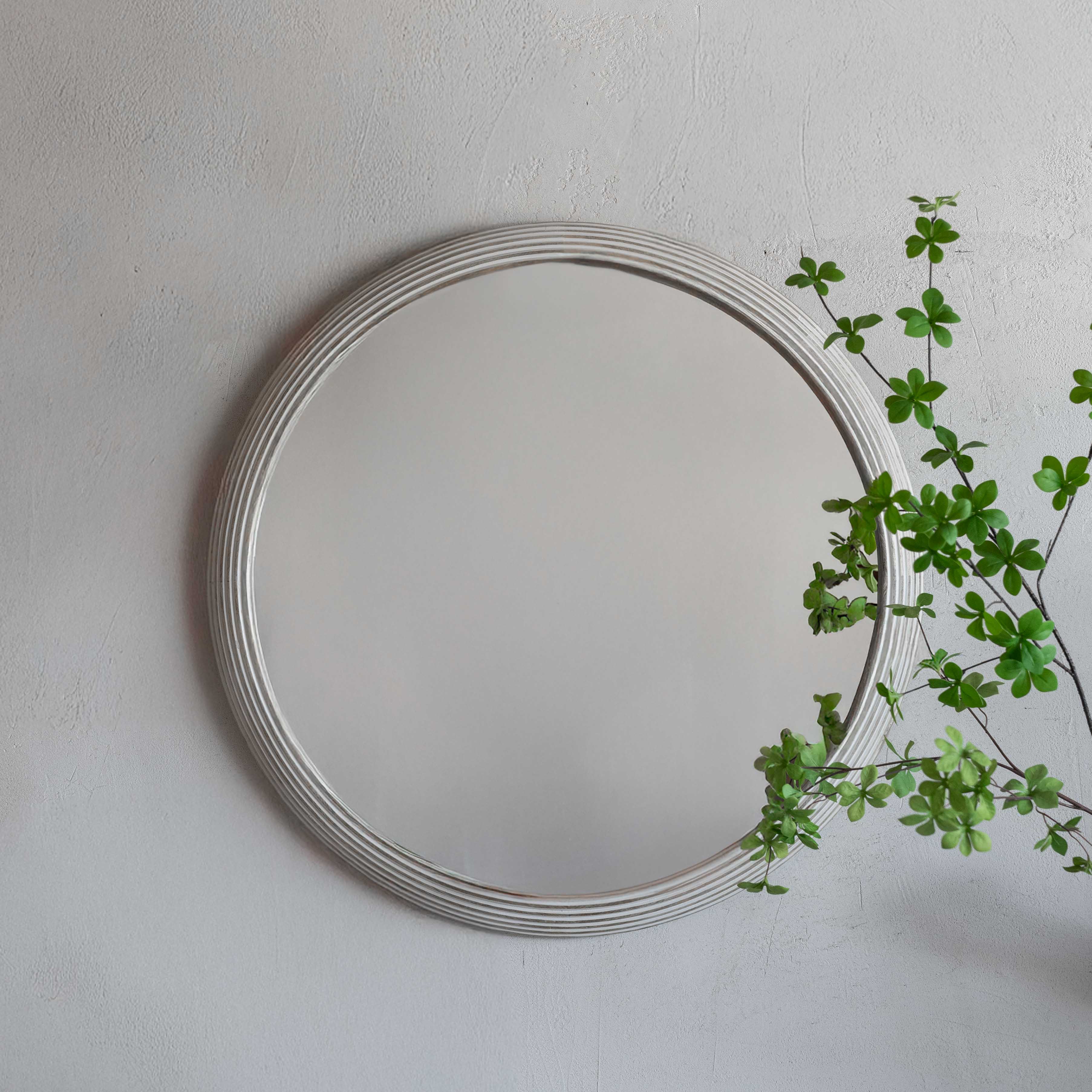 Velthisa Round White Round Wall Mirror - Mirror - WS Living Furniture Furniture Store in Dubai