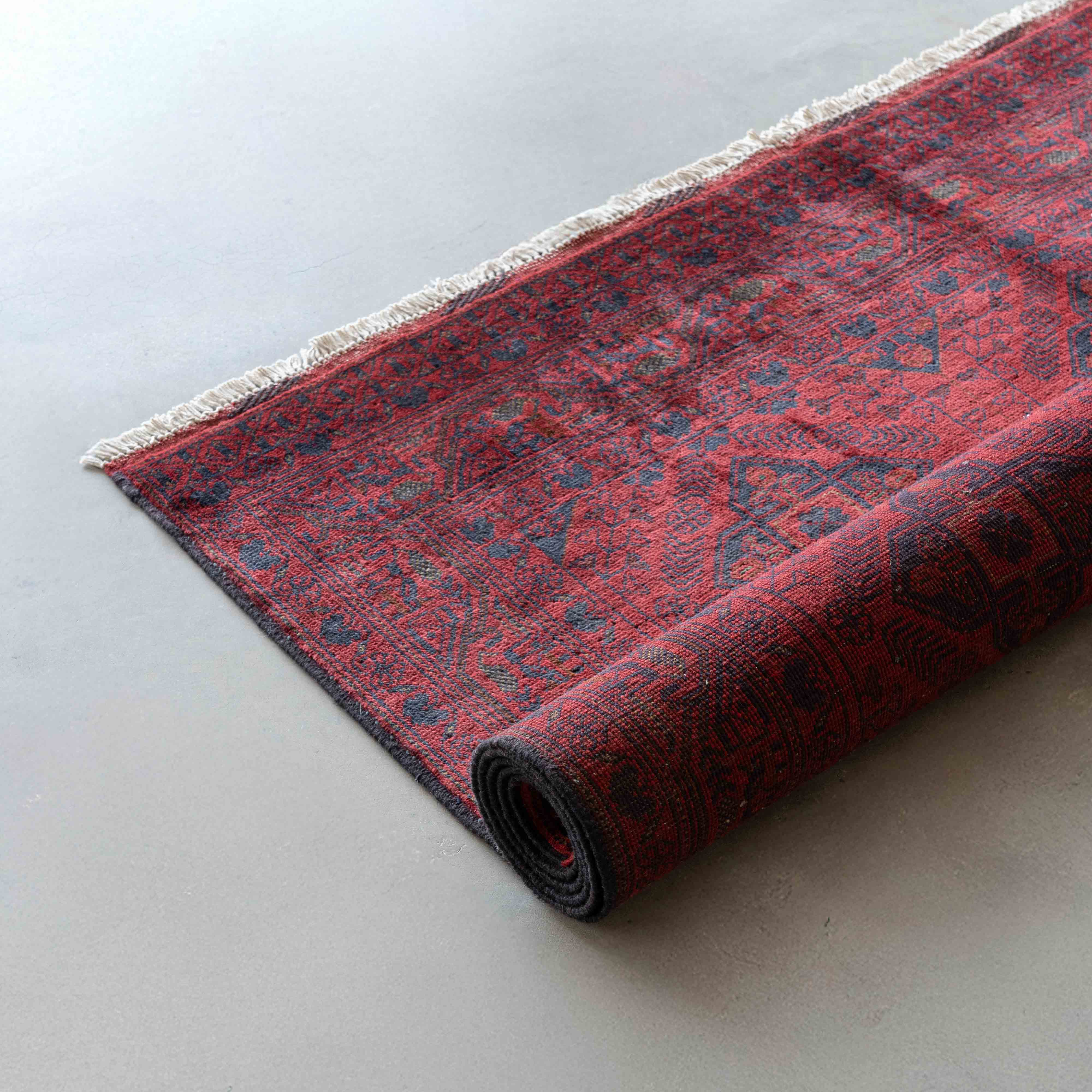 Venice Handcrafted Red Vintage Style Wool Afghan Rug - Rug - WS Living Furniture Furniture Store in Dubai