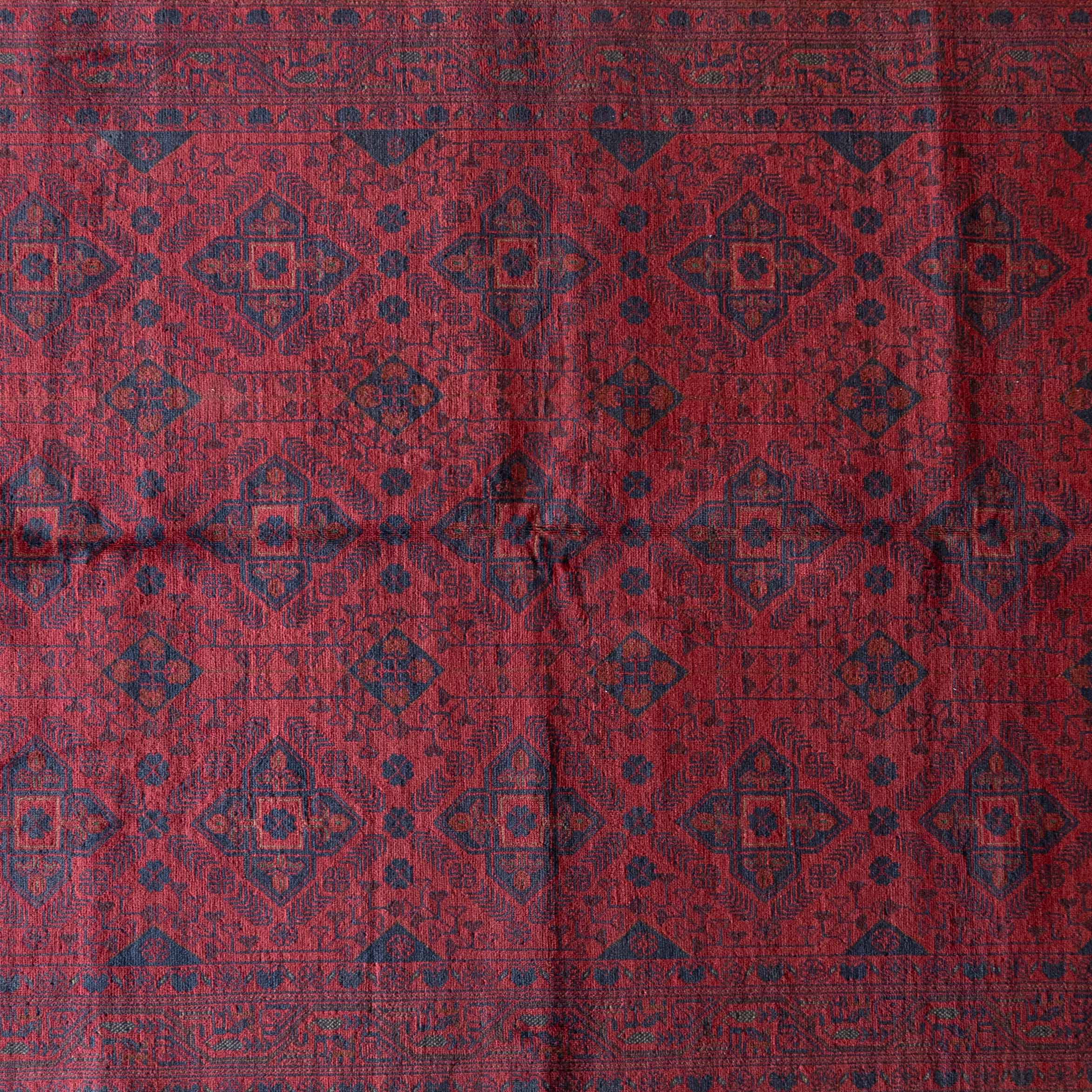 Venice Handcrafted Red Vintage Style Wool Afghan Rug - Rug - WS Living Furniture Furniture Store in Dubai