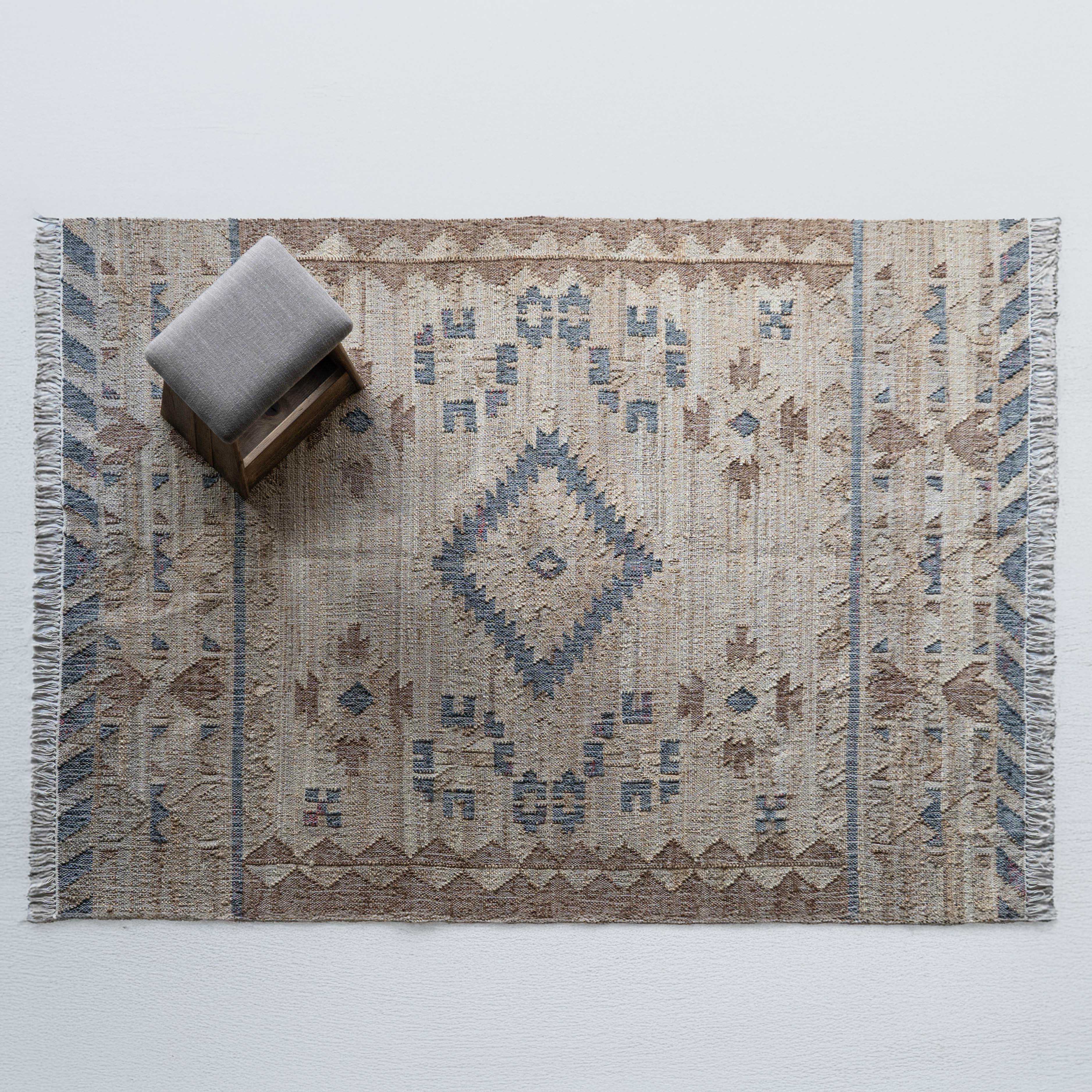 Jute Panja Rug (TLR0038) TEAL Handcrafted Wool Rug