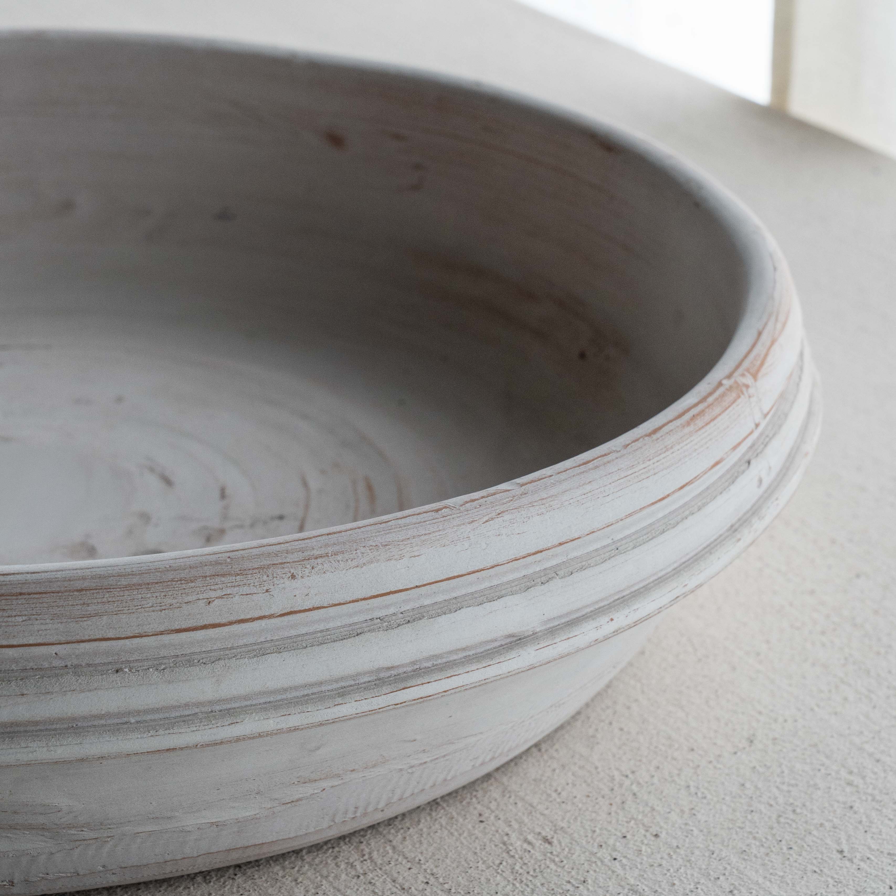 Weathered Terracotta Aged Bowl - White Washed