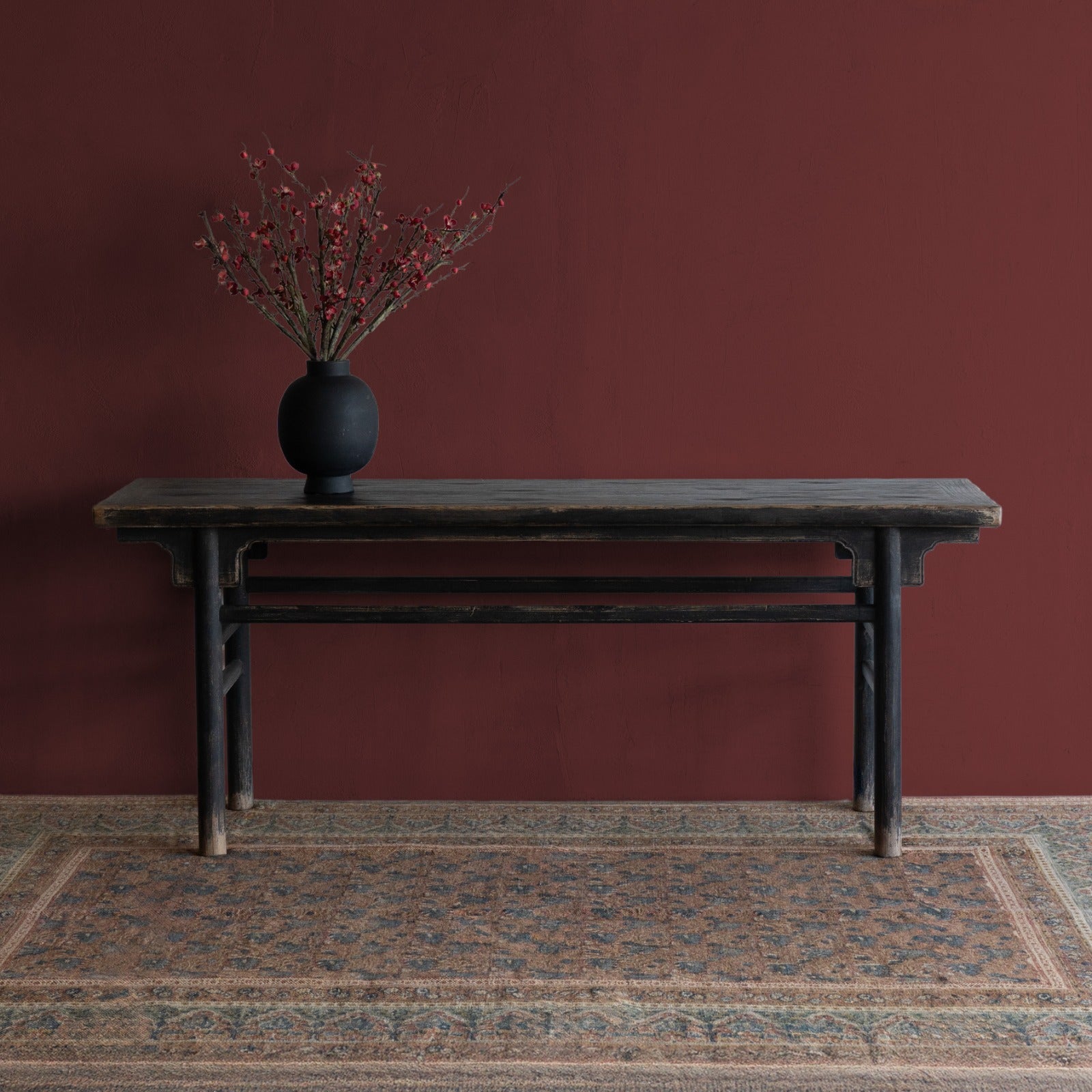 Elira Antique Elm Wood Console Table