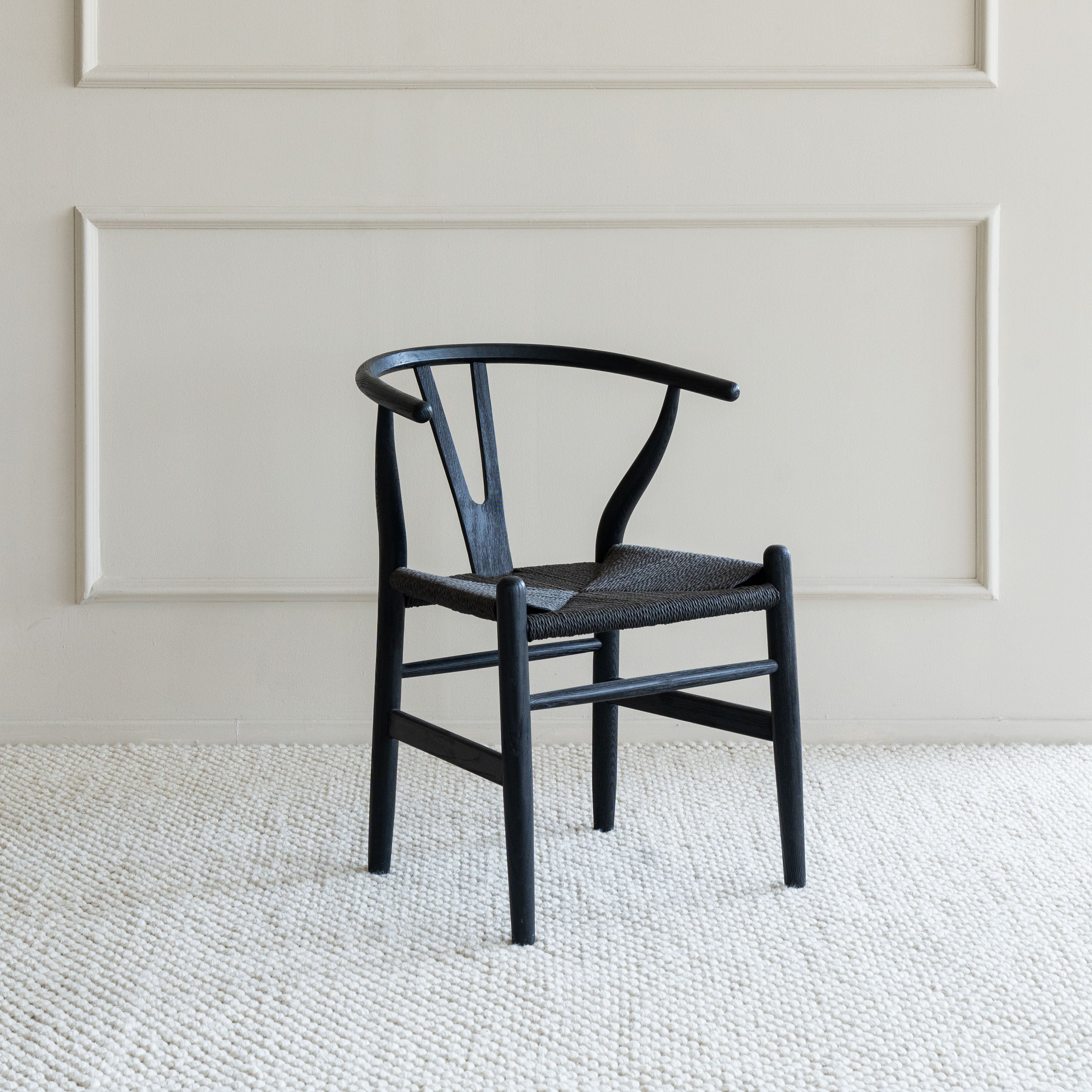 Wishbone Black Raw Solid Wood Dining Chair - Dining Chairs - WS Living Furniture Furniture Store in Dubai
