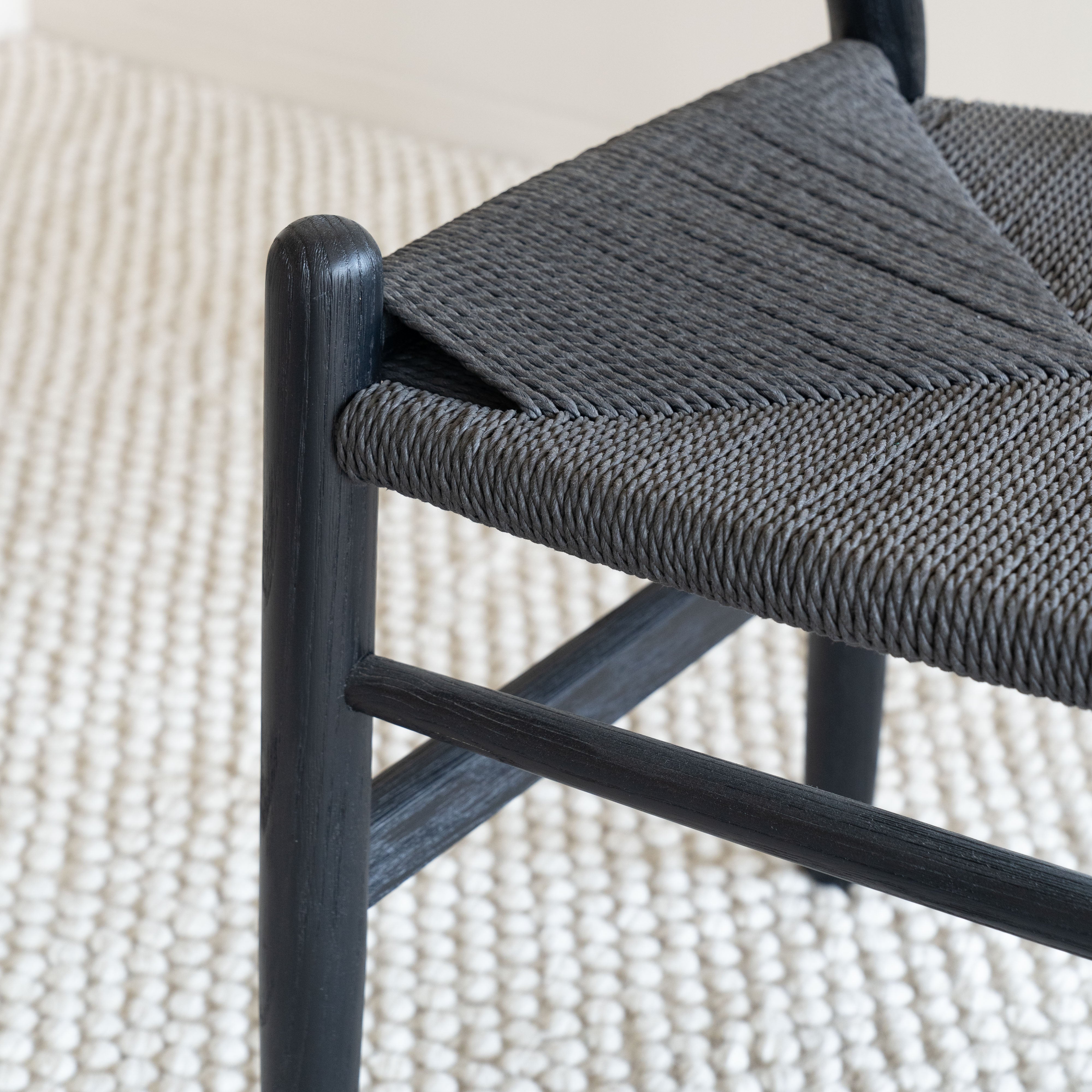 Wishbone Black Raw Solid Wood Dining Chair - Dining Chairs - WS Living Furniture Furniture Store in Dubai