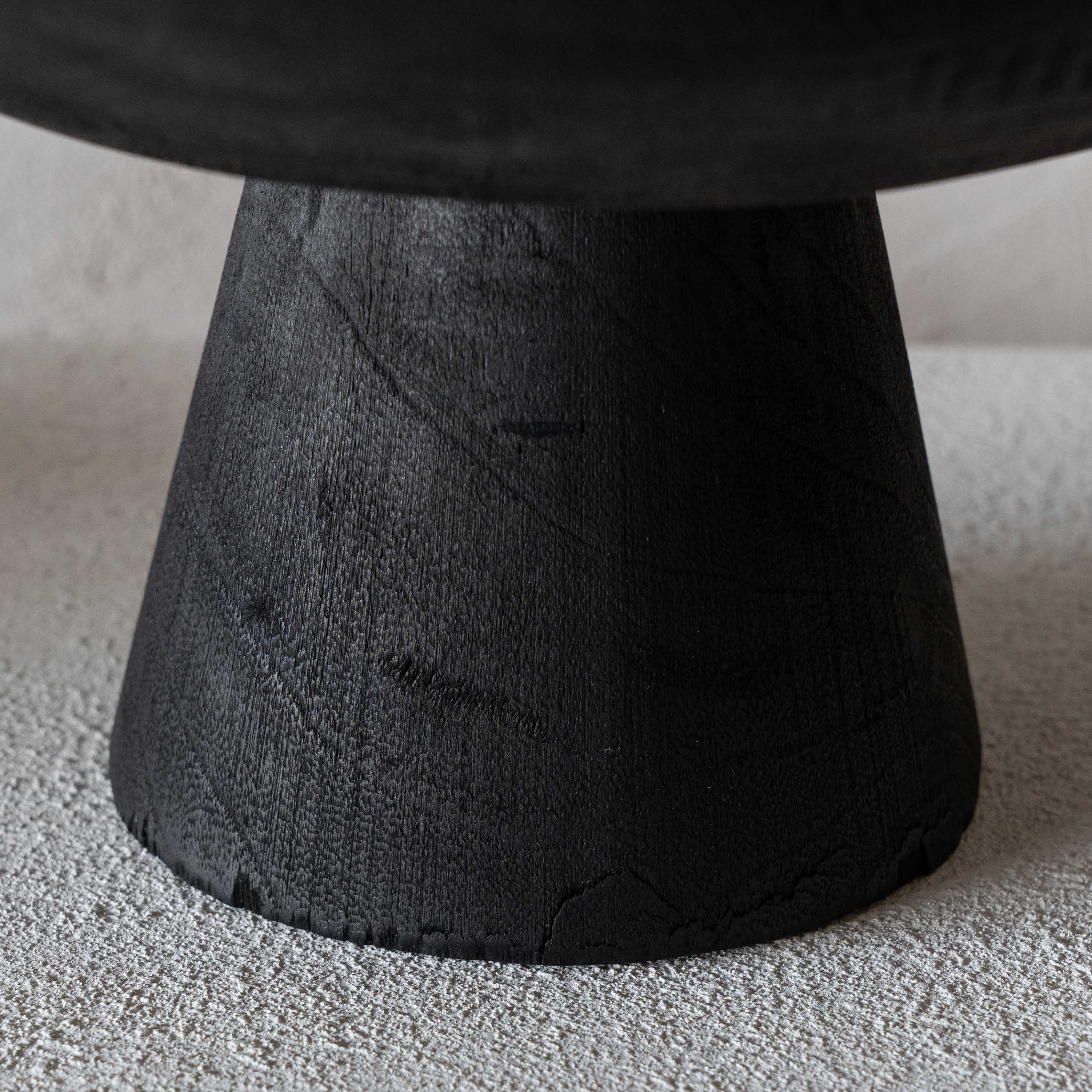 Sleek Timber Decorative Black Solid Wood Bowl With Base - Vase - WS Living Furniture Furniture Store in Dubai