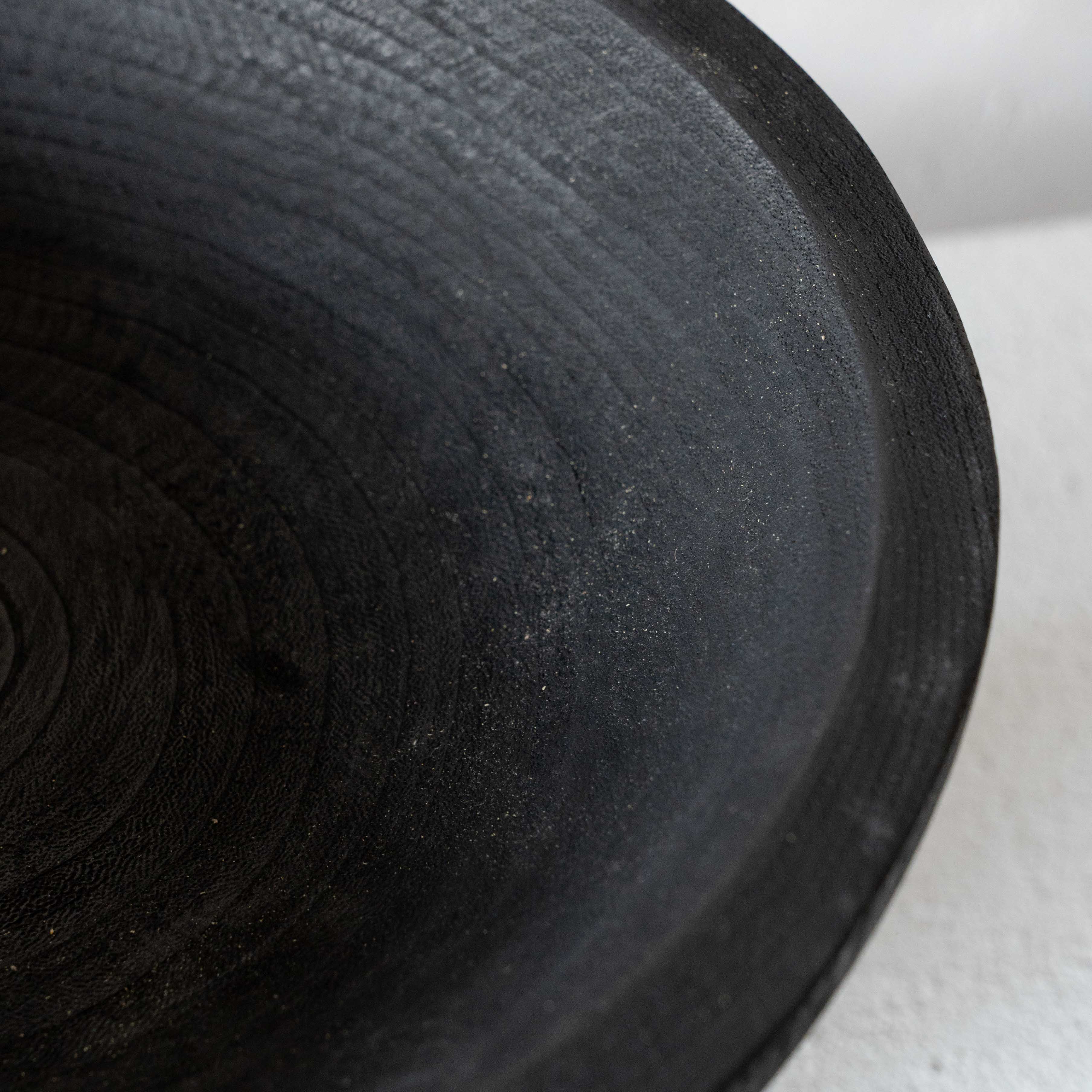 Sleek Timber Decorative Black Solid Wood Bowl With Base - Vase - WS Living Furniture Furniture Store in Dubai