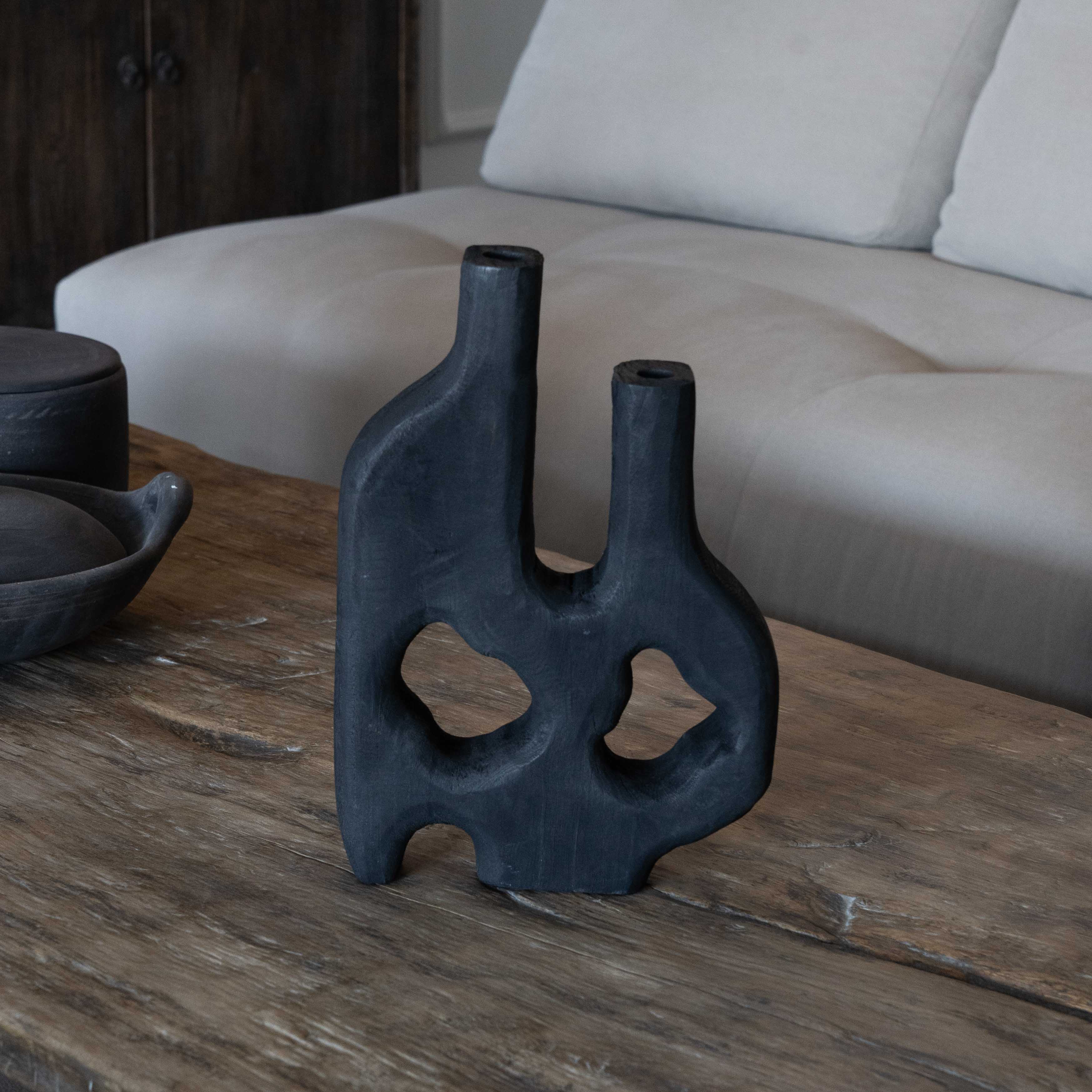 Barewood Decorative Nordic Wood Black Home Decor - Vase - WS Living Furniture  Furniture Store in Dubai