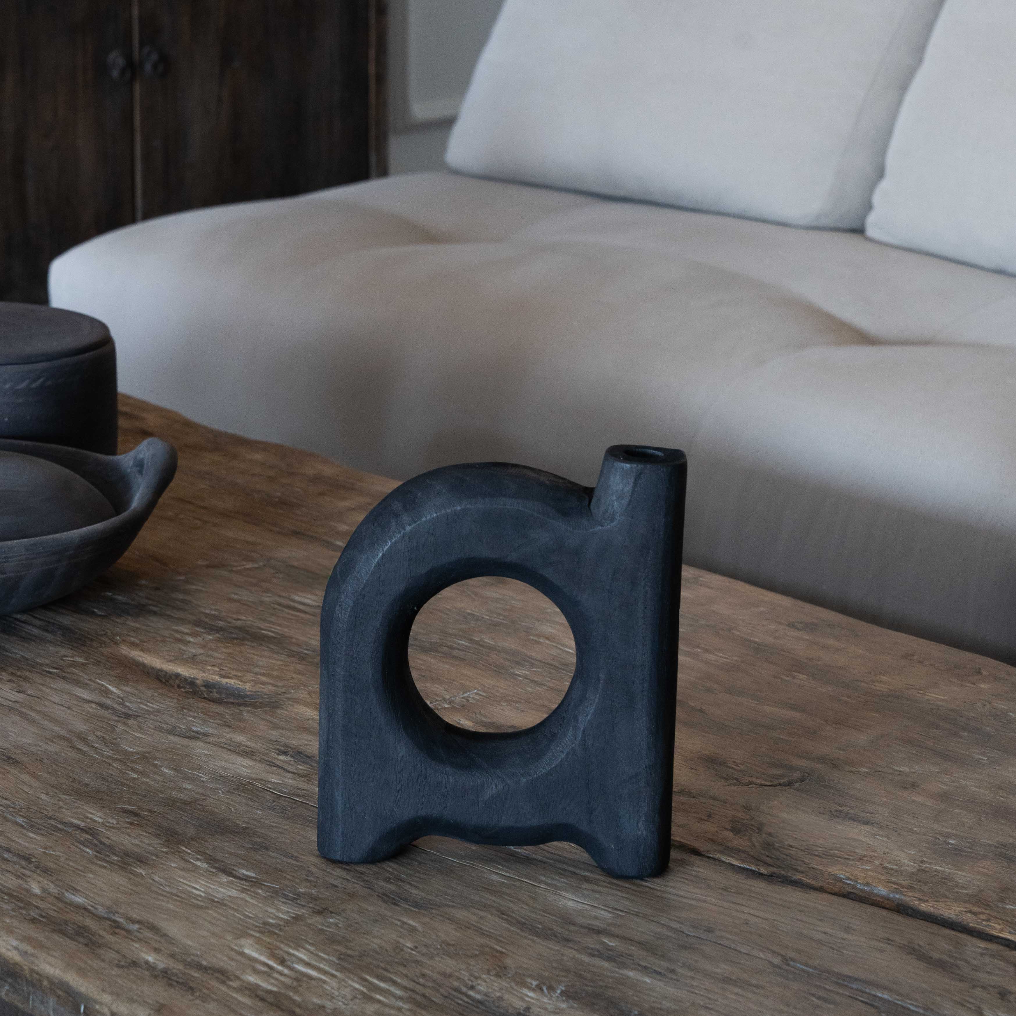 Luxe Grain Decorative Nordic Wood Black Home Decor - Vase - WS Living Furniture  Furniture Store in Dubai