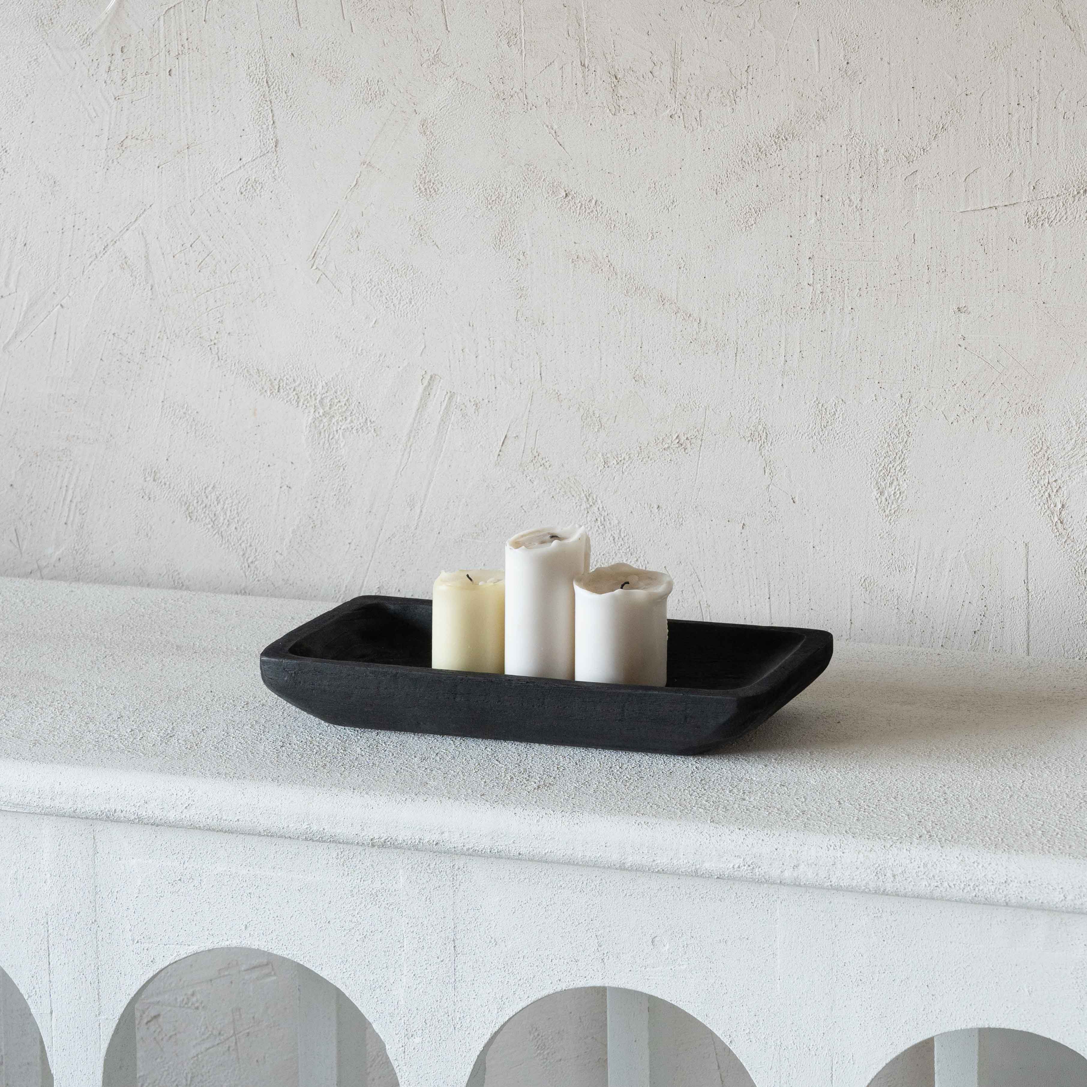 Artisan Decorative Black Solid Wood Rectangle Tray - Small - Tray - WS Living Furniture  Furniture Store in Dubai