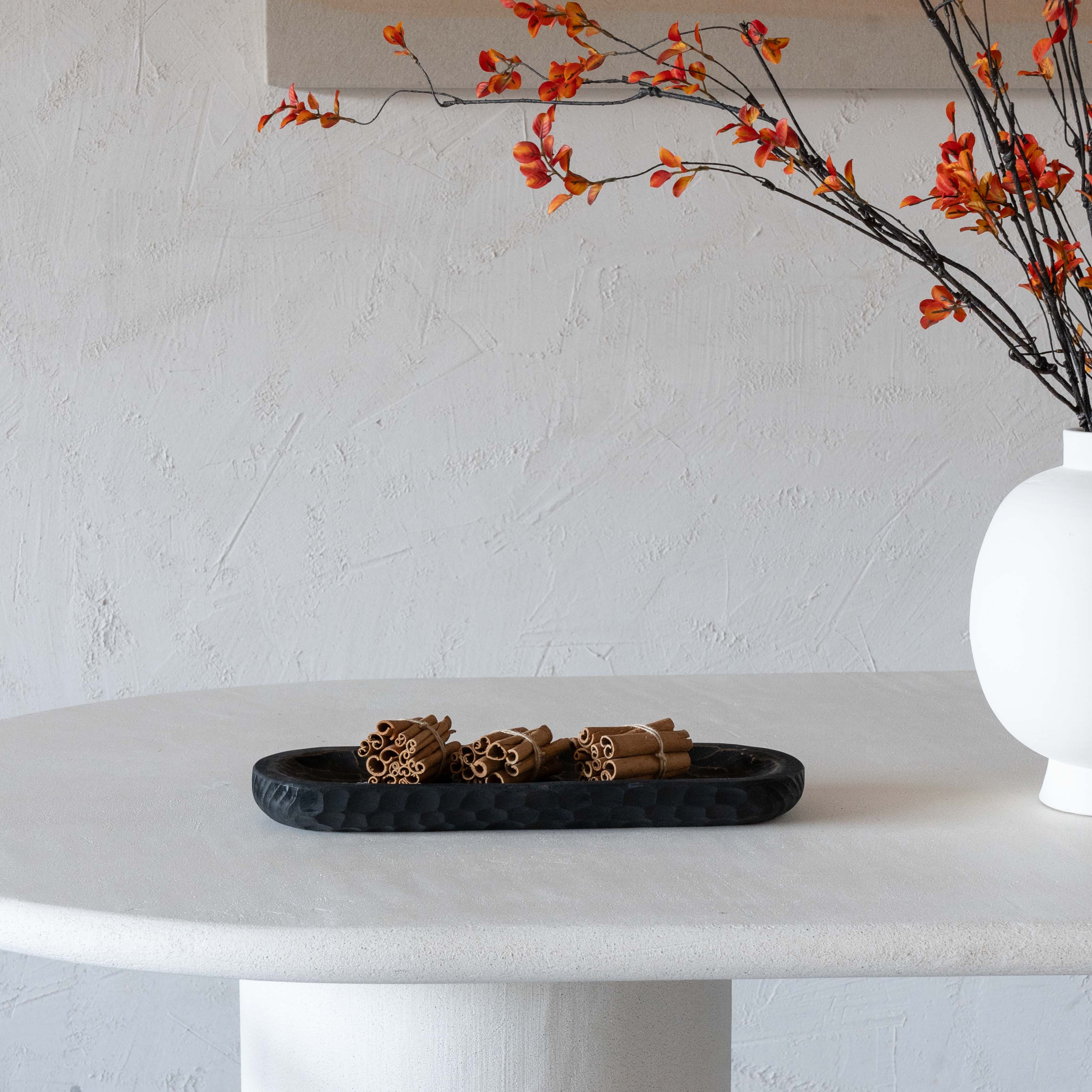 Woodline Decorative Black Solid Wood Tray - furniture - WS Living Furniture  Furniture Store in Dubai