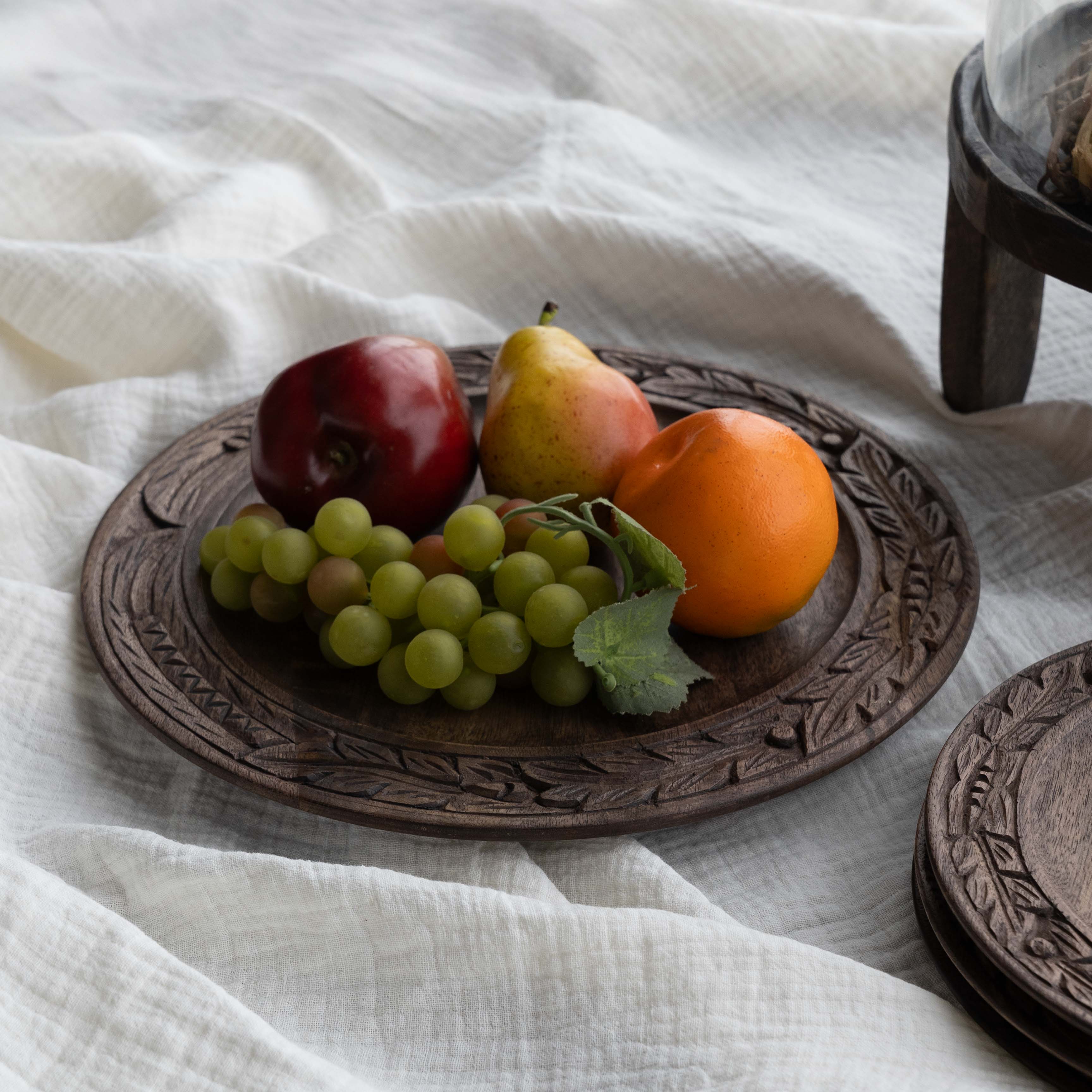 Artisan Decorative Wooden Rustic Round Tray - Tray - WS Living Furniture Furniture Store in Dubai
