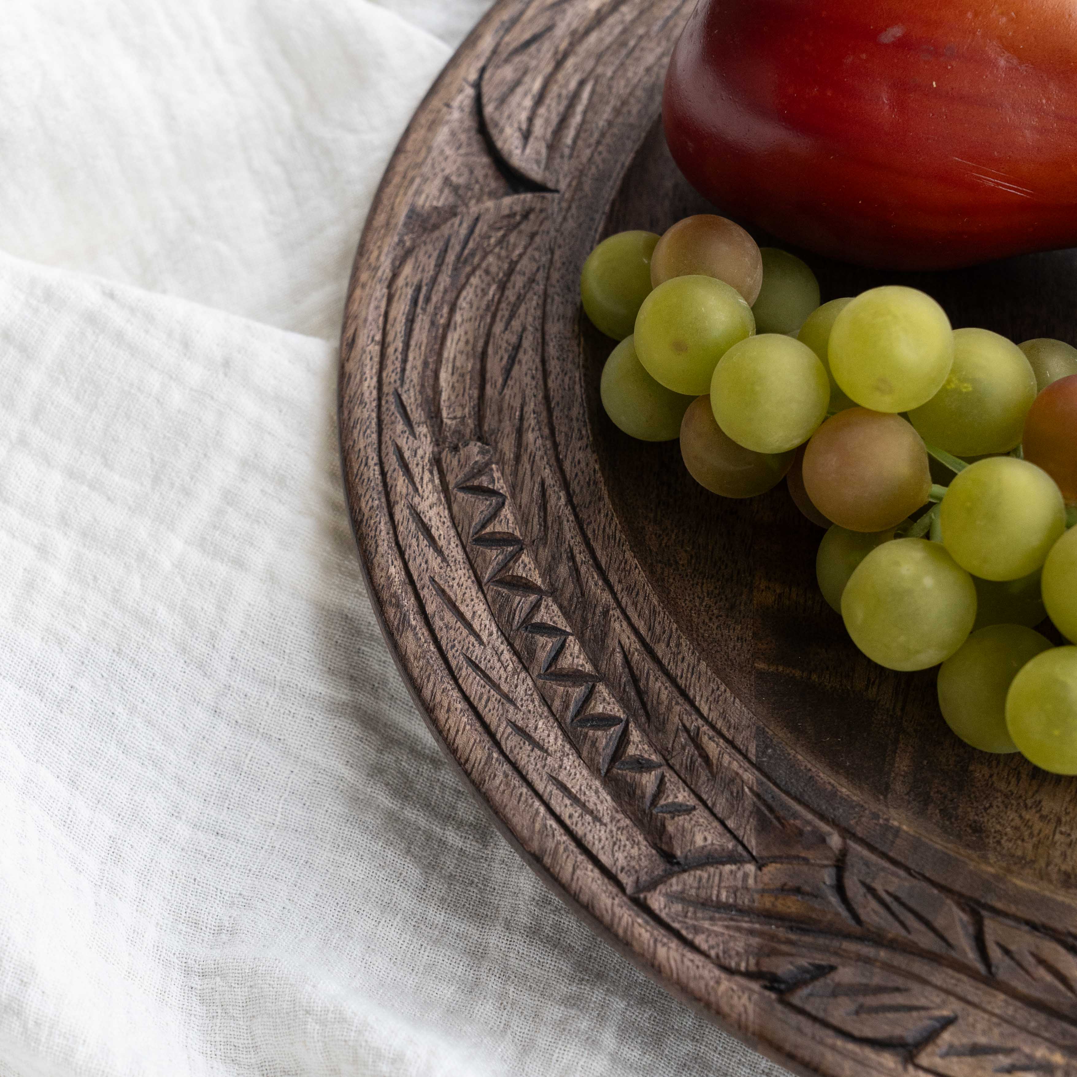 Artisan Decorative Wooden Rustic Round Tray - Tray - WS Living Furniture Furniture Store in Dubai