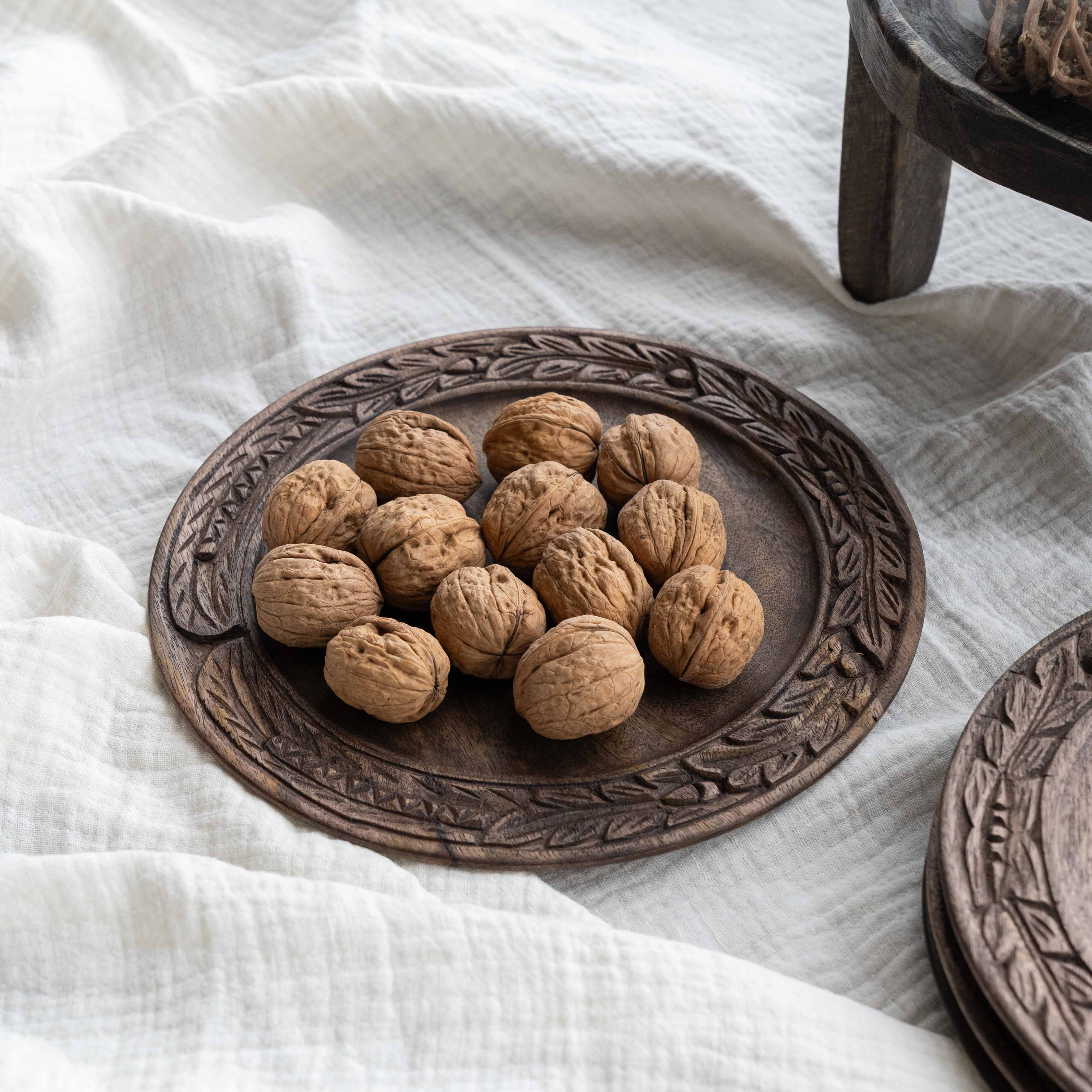 Artisan Decorative Wooden Rustic Round Tray - Tray - WS Living Furniture Furniture Store in Dubai