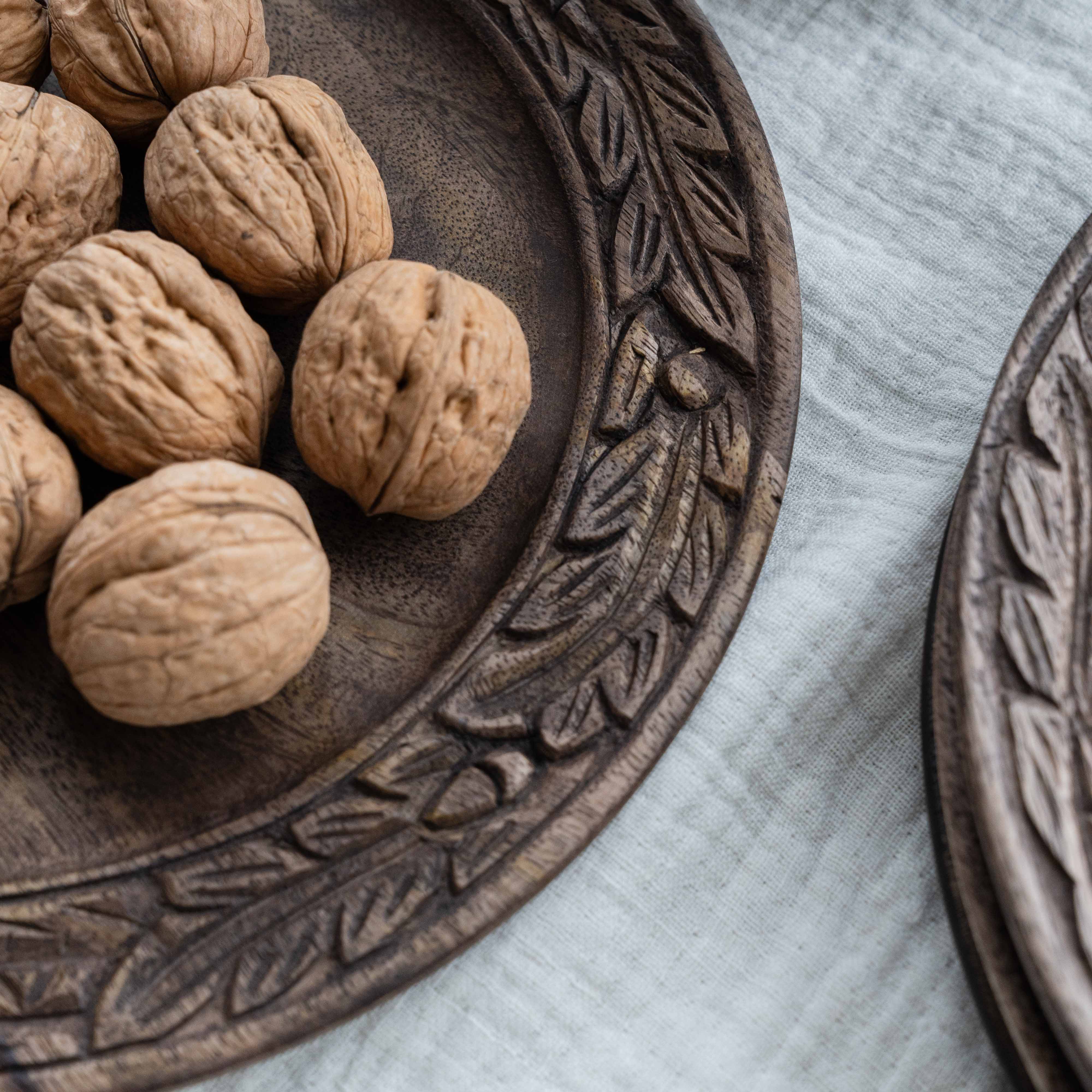Artisan Decorative Wooden Rustic Round Tray - Tray - WS Living Furniture Furniture Store in Dubai