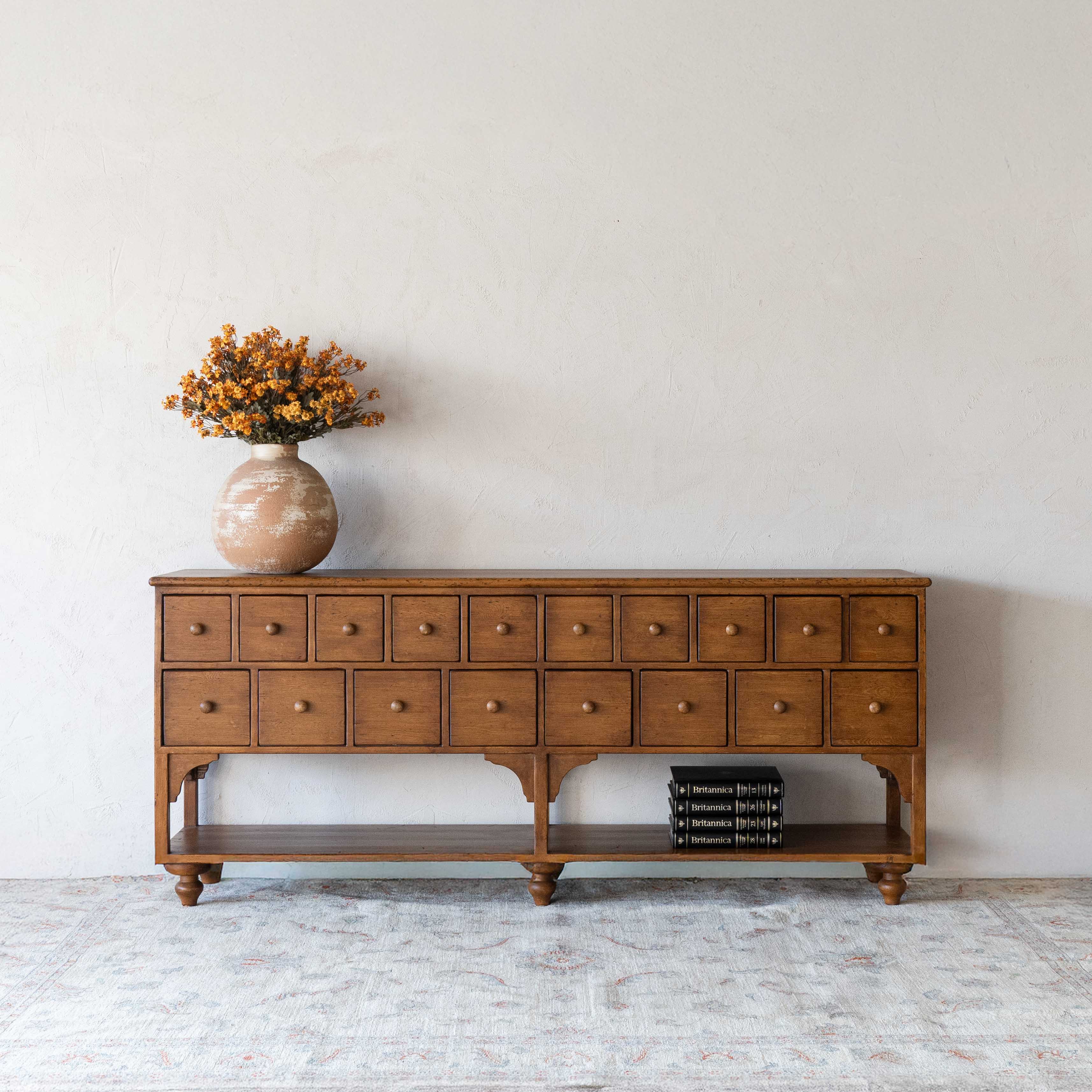 Xander Solid Oak Wood Vintage Style Sideboard & Cabinet W/18 Drawers - GD149-A - TV Units - WS Living Furniture  Furniture Store in Dubai