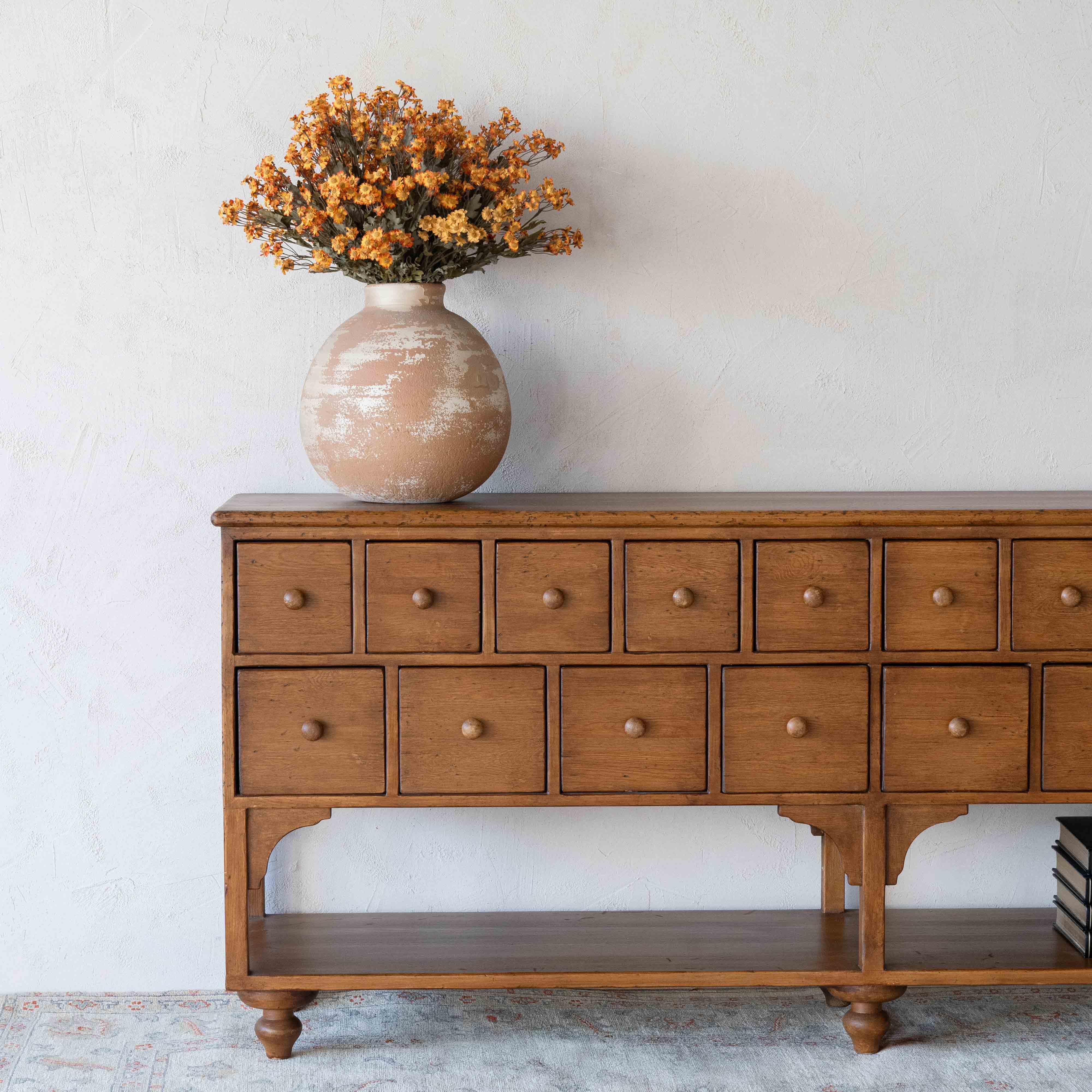 Xander Solid Oak Wood Vintage Style Sideboard & Cabinet W/18 Drawers - GD149-A