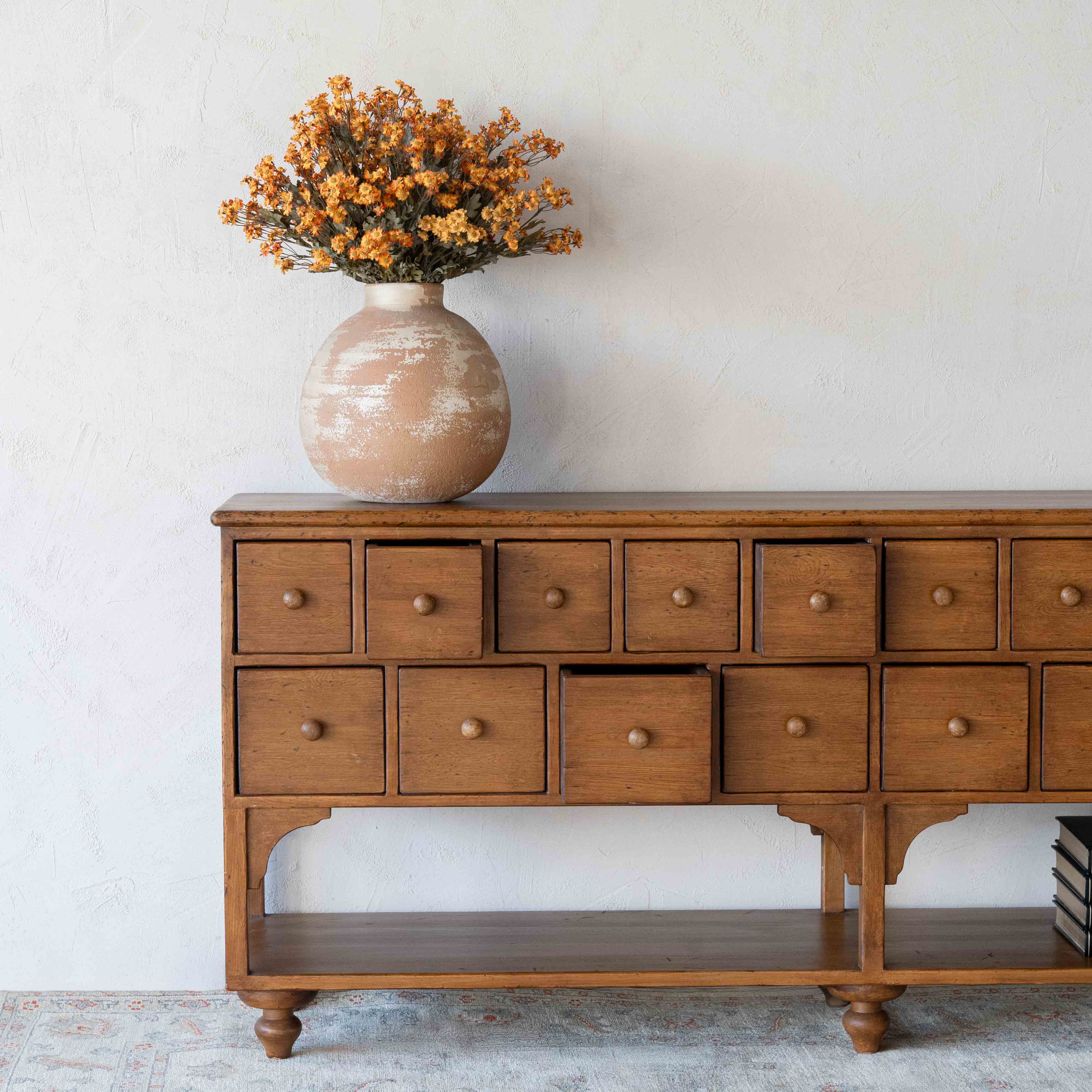 Xander Solid Oak Wood Vintage Style Sideboard & Cabinet W/18 Drawers - GD149-A