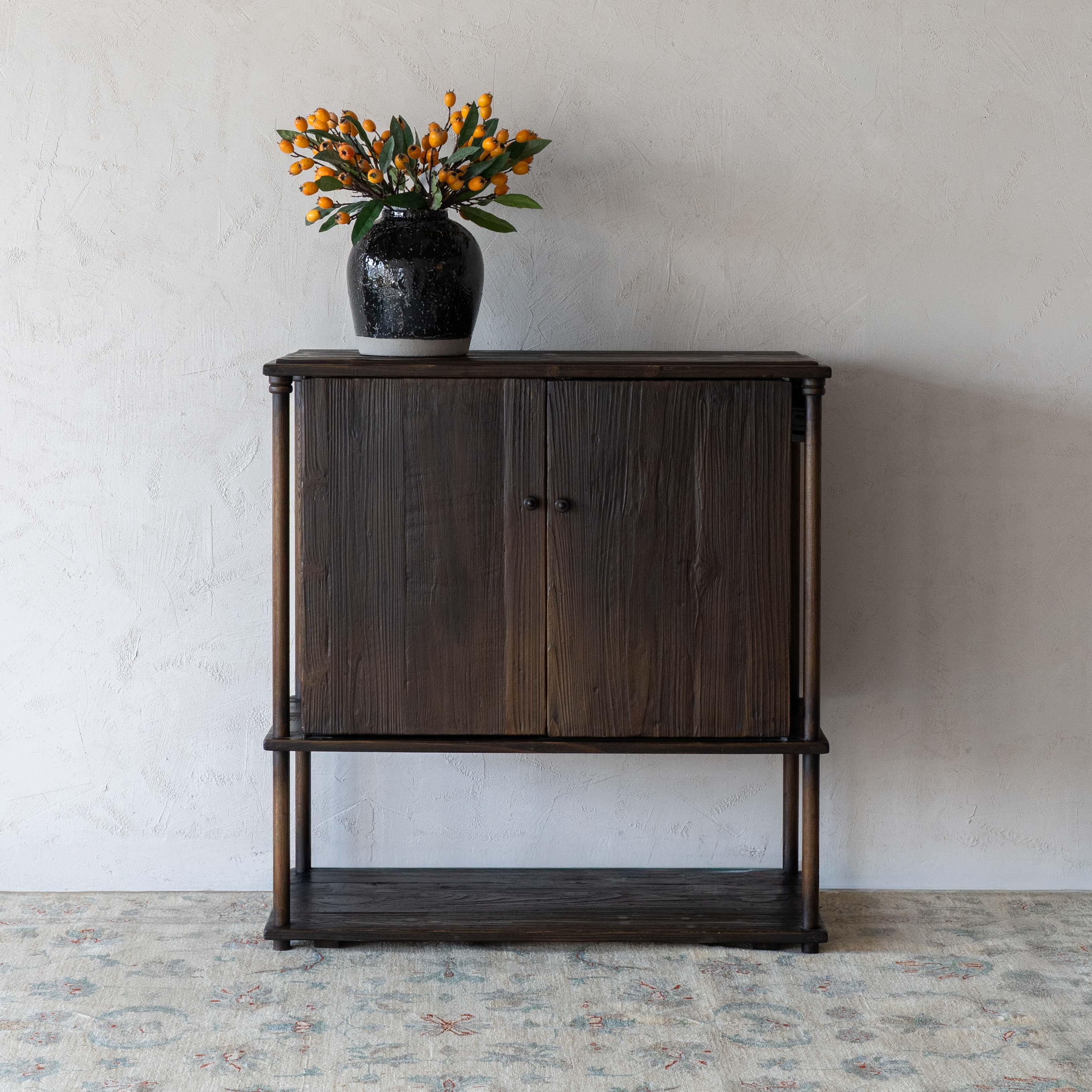 Zane Dark Solid Wood Cabinet - GO34-A - Shelves - WS Living Furniture Furniture Store in Dubai