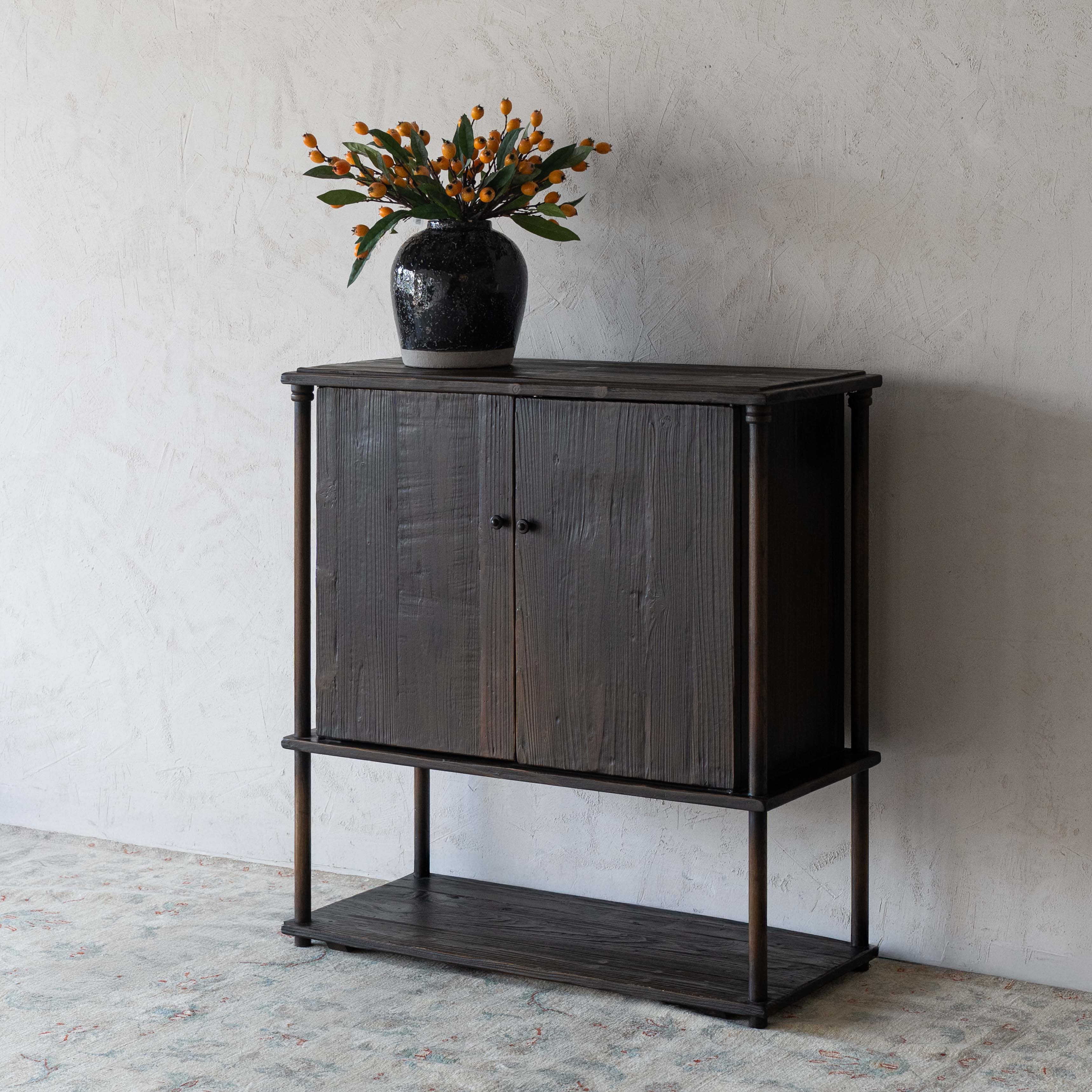 Zane Dark Solid Wood Cabinet - GO34-A - Shelves - WS Living Furniture Furniture Store in Dubai