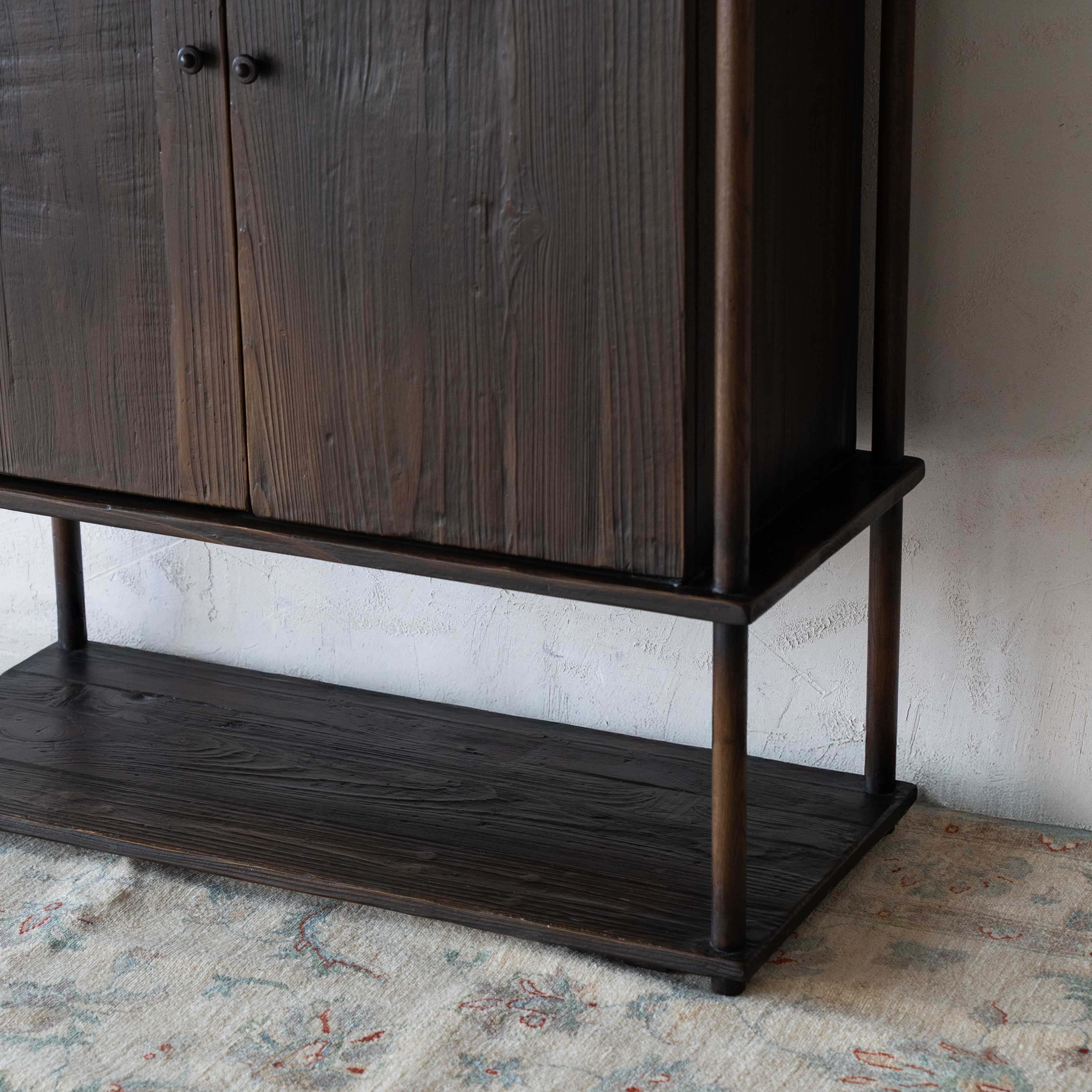 Zane Dark Solid Wood Cabinet - GO34-A - Shelves - WS Living Furniture Furniture Store in Dubai