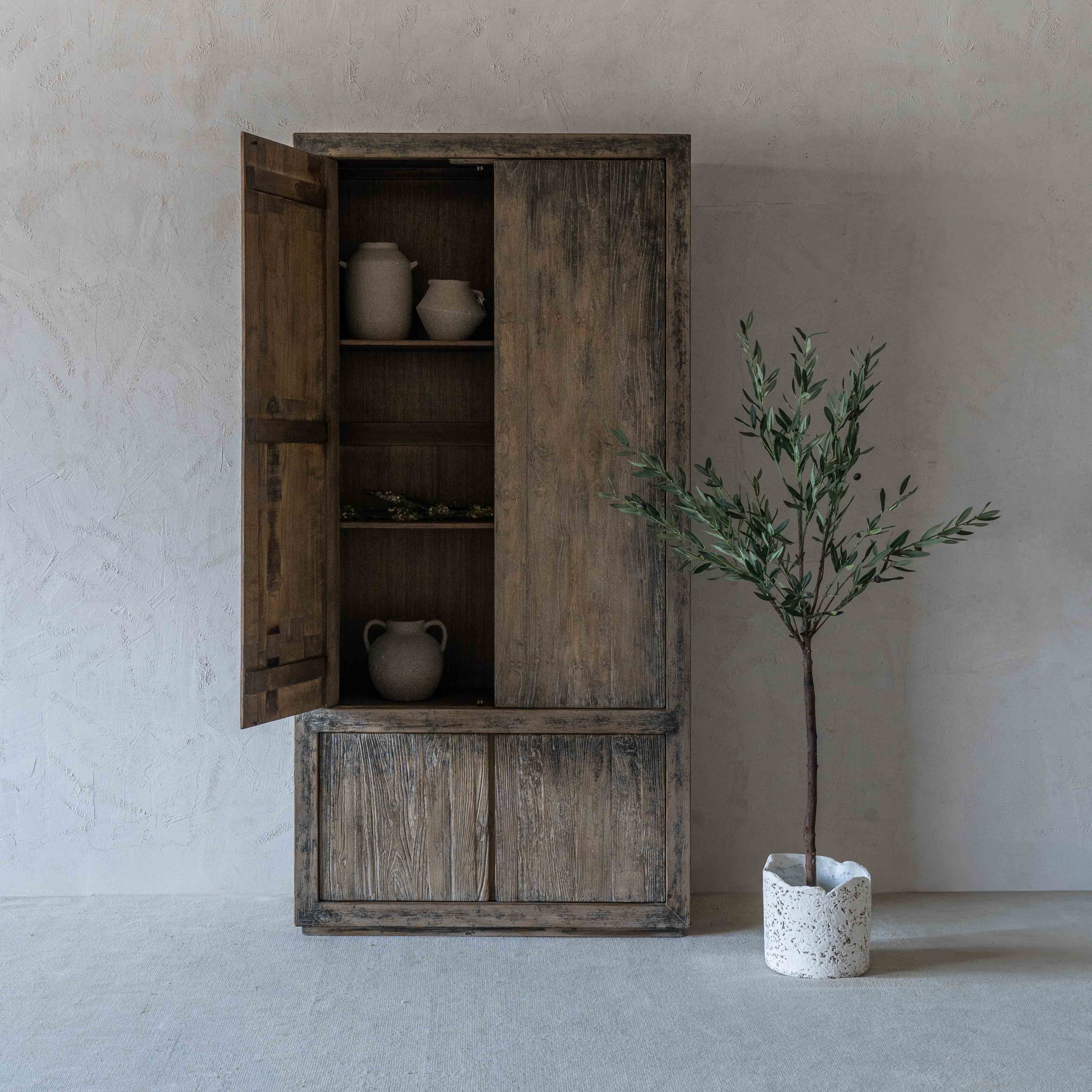 Zoey Antique Vintage Solid Wood Storage Cabinet - Cabinet - WS Living Furniture Furniture Store in Dubai
