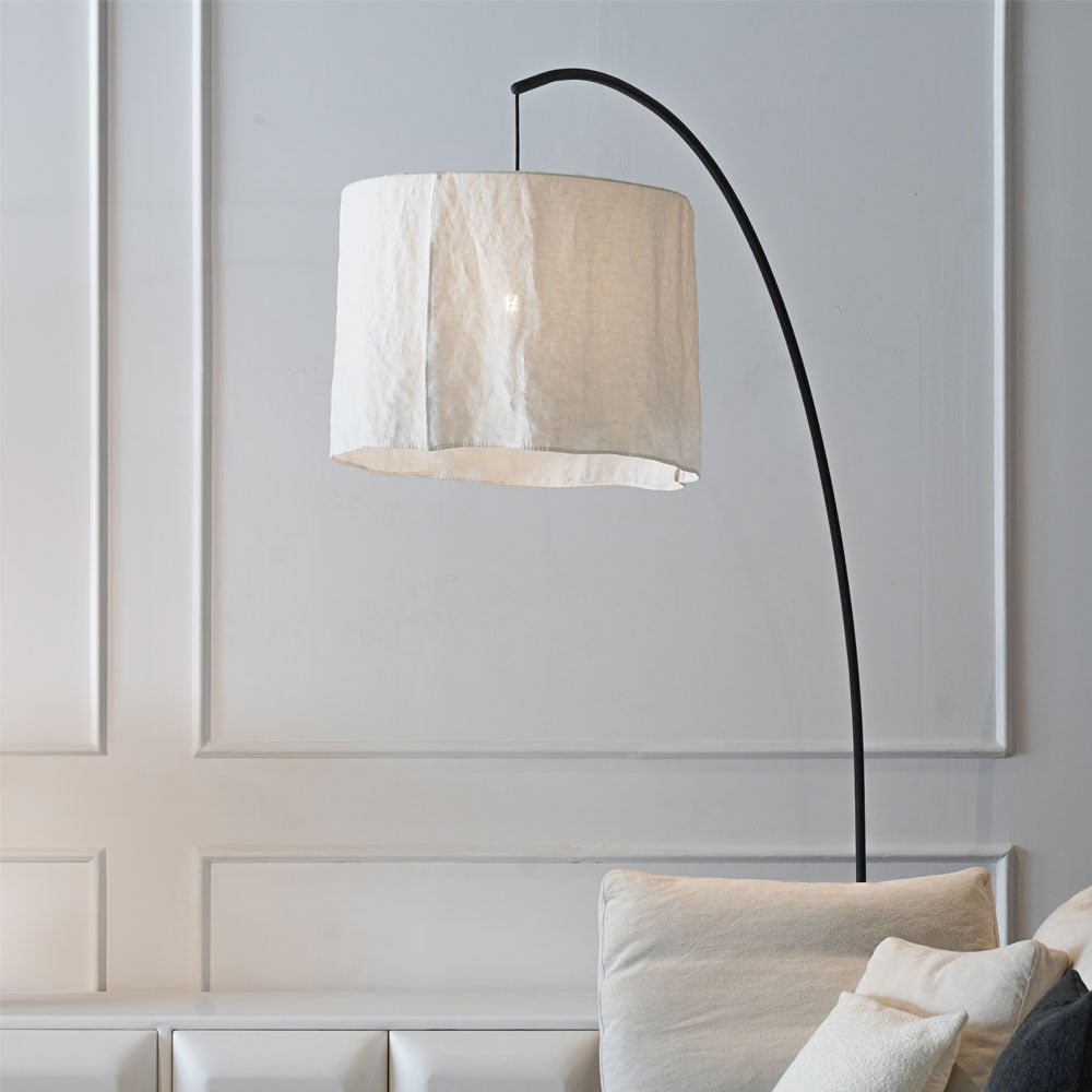 Arc Floor Lamp - Stone Base and Fabric Shade - Floor Lamp - WS Living Furniture  Furniture Store in Dubai