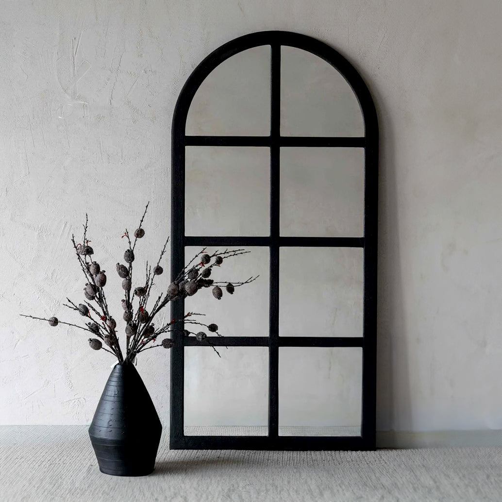 Luna Black Curve Alaska Wood Arch Full Length Floor Mirror - Mirrors - WS Living Furniture Furniture Store in Dubai