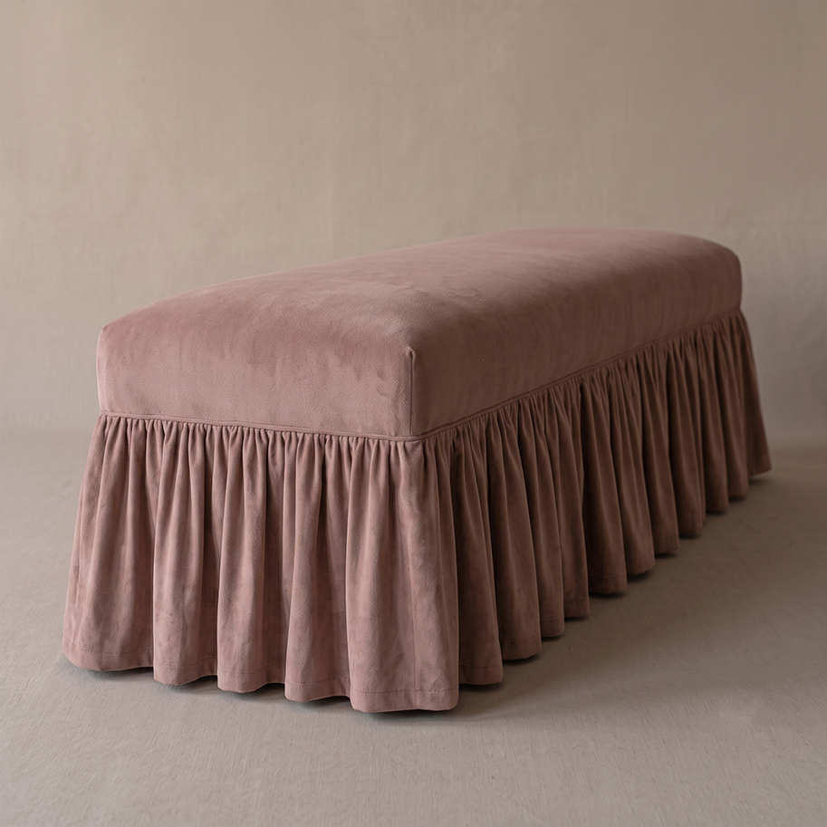 Rosalie Skirted Upholstered Linen Bench