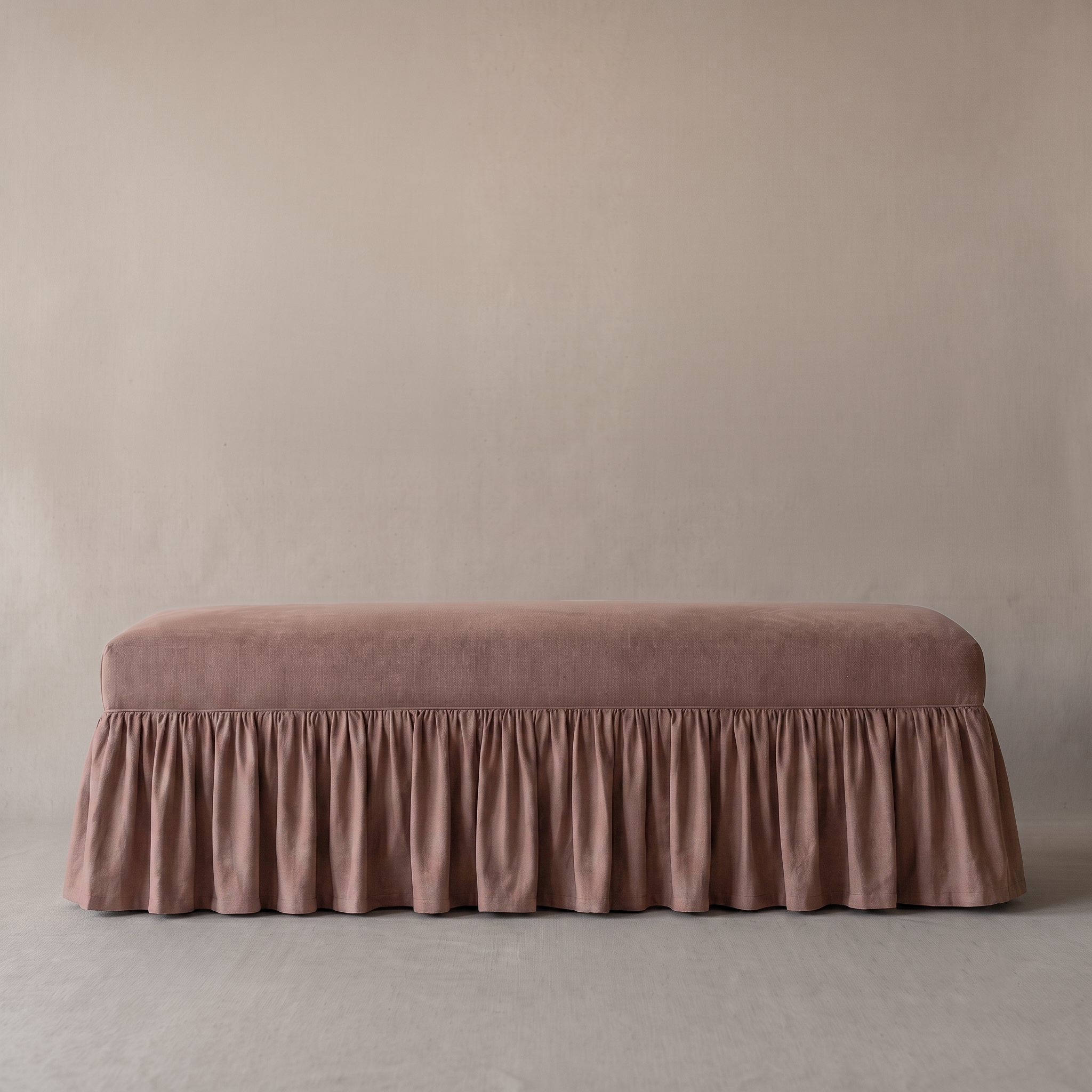 Rosalie Skirted Upholstered Linen Bench