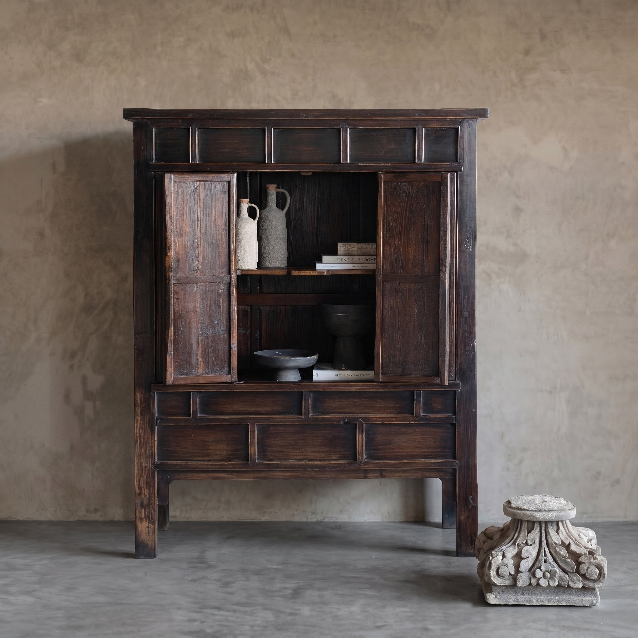 Monolith Real Antique Tall Chinese Wood Cabinet