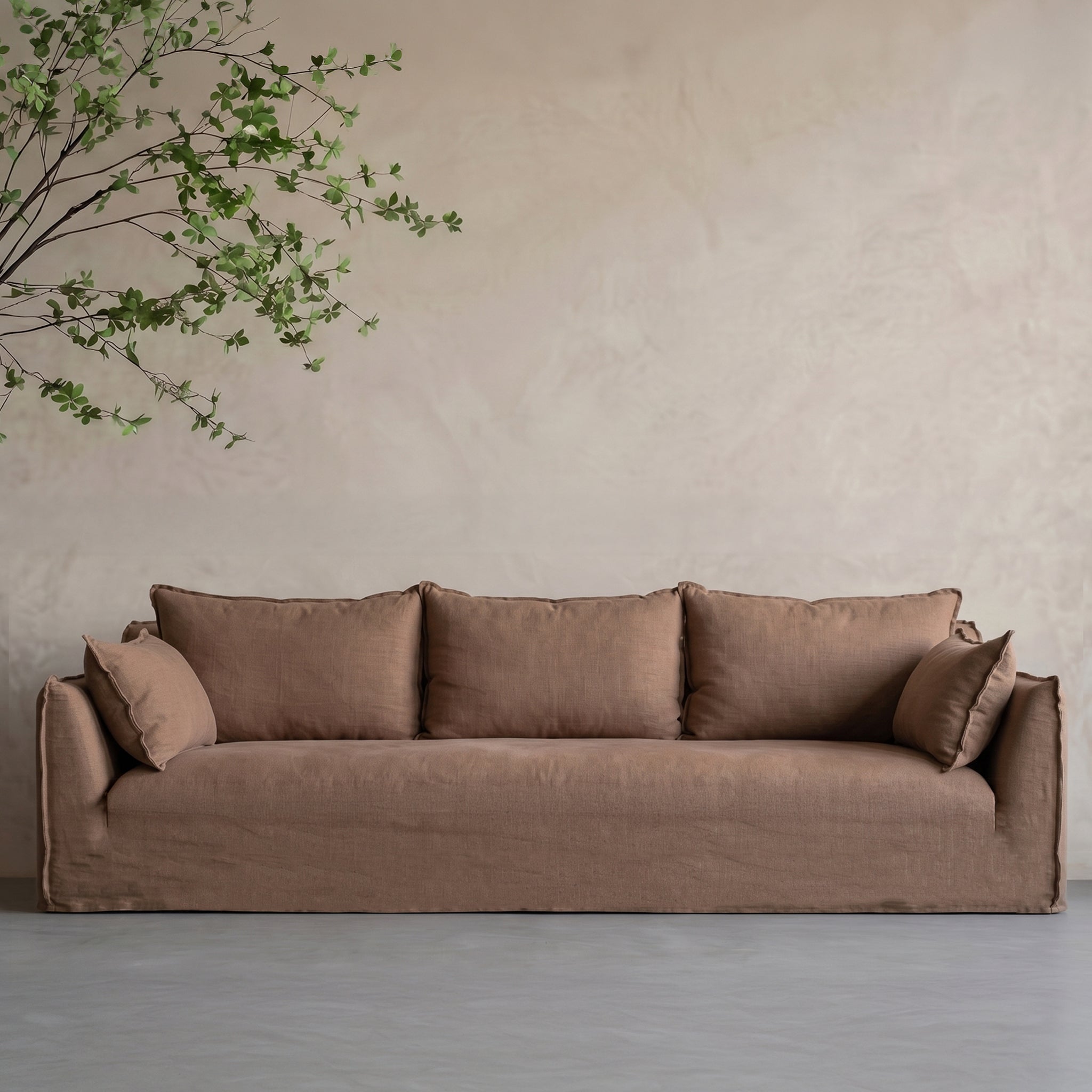 كنبة كلارا العصرية والكلاسيكية ثلاثية المقاعد - برتقالي فاتح