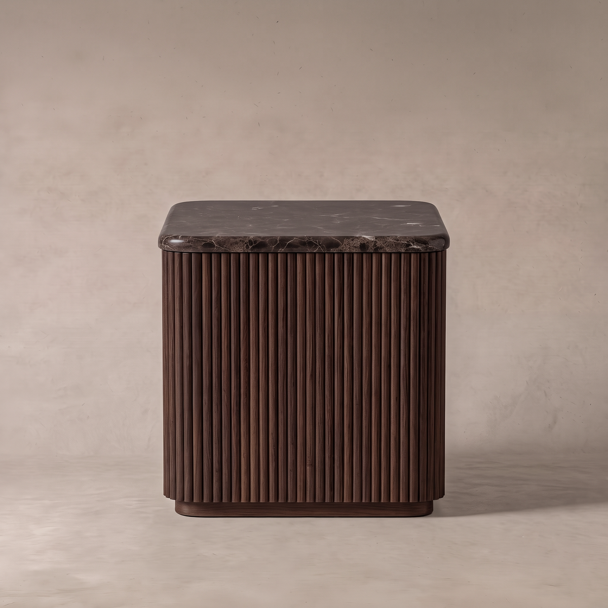 Infinity Dark Emperador Marble SIDE Table - WALNUT