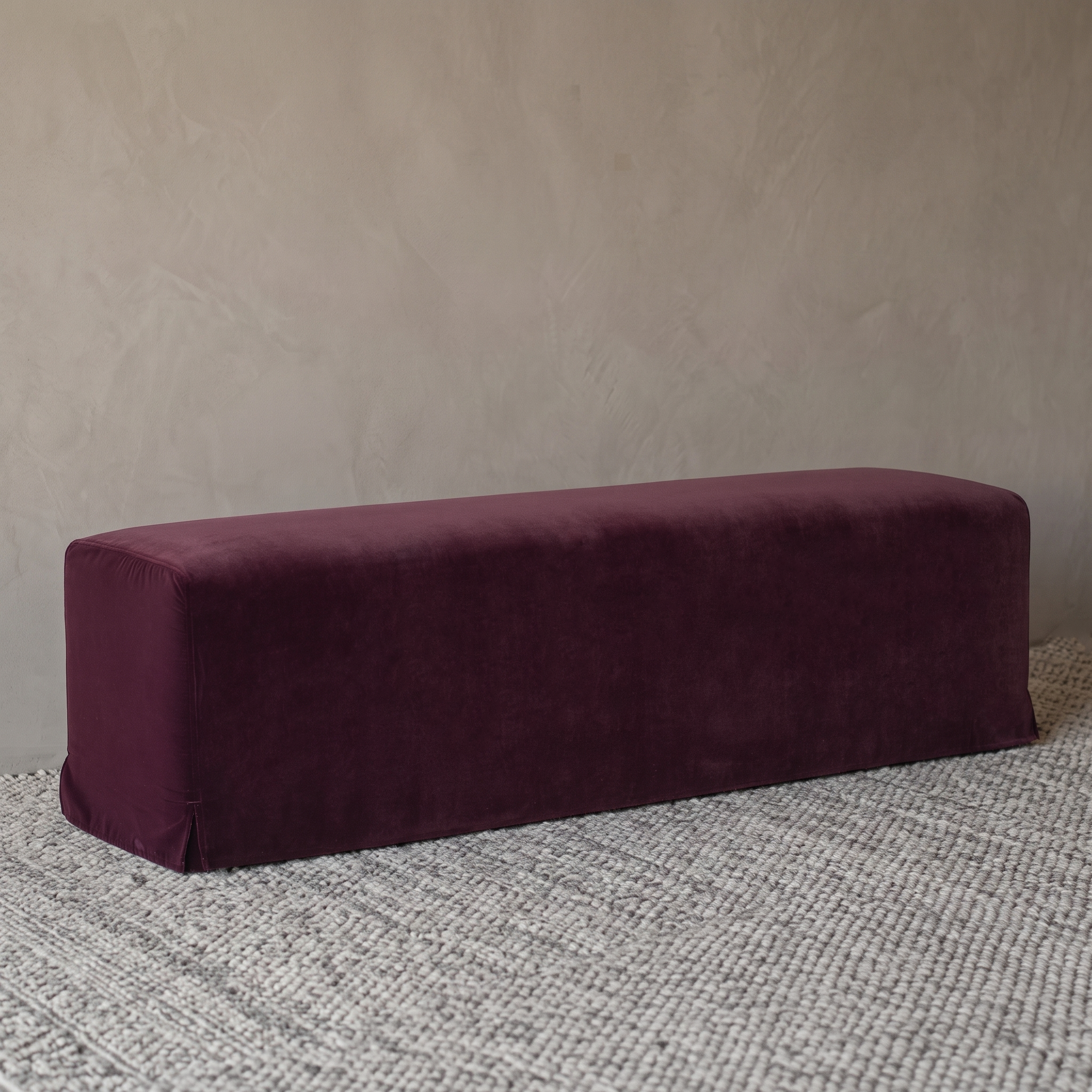 Velmora Evie Upholstered Velvet Bench - Burgundy