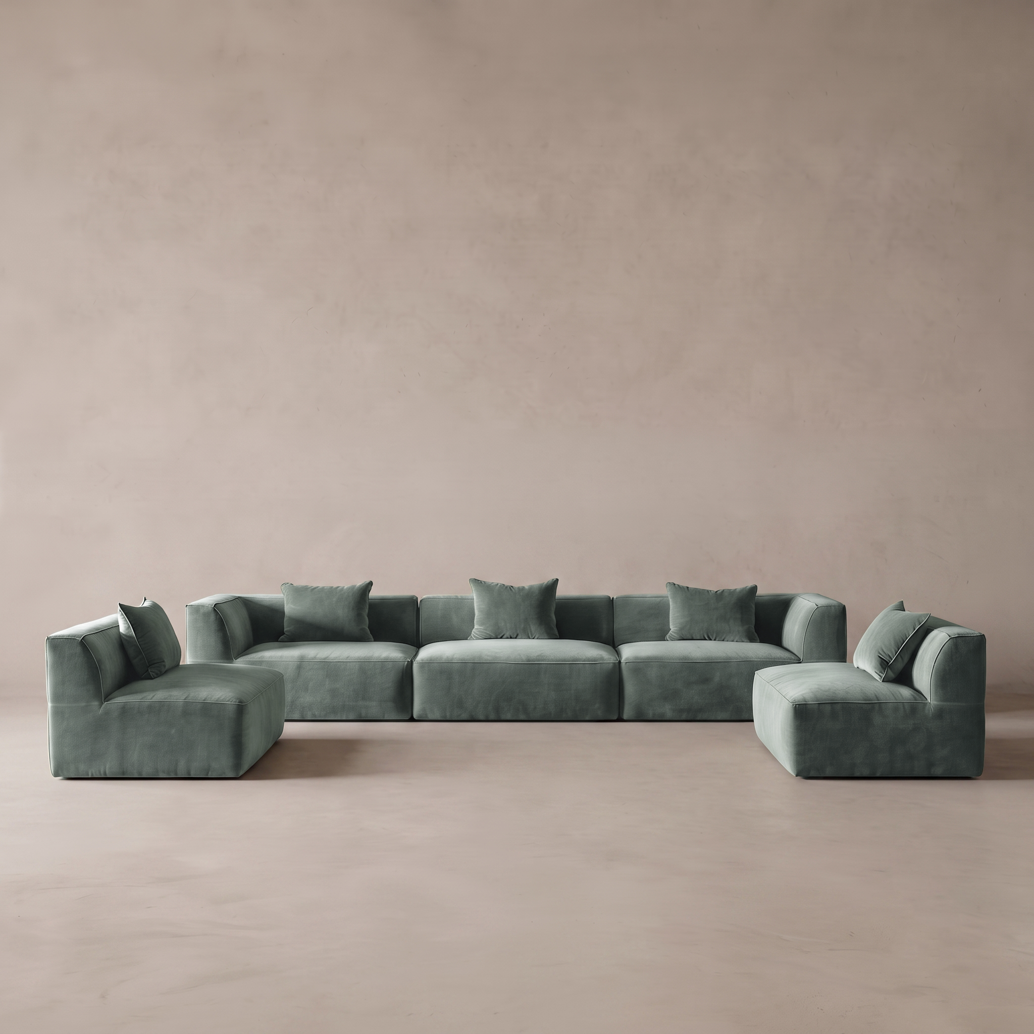 Ezra Modern Velvet Sectional | Modular Sofa - SAGE GREEN
