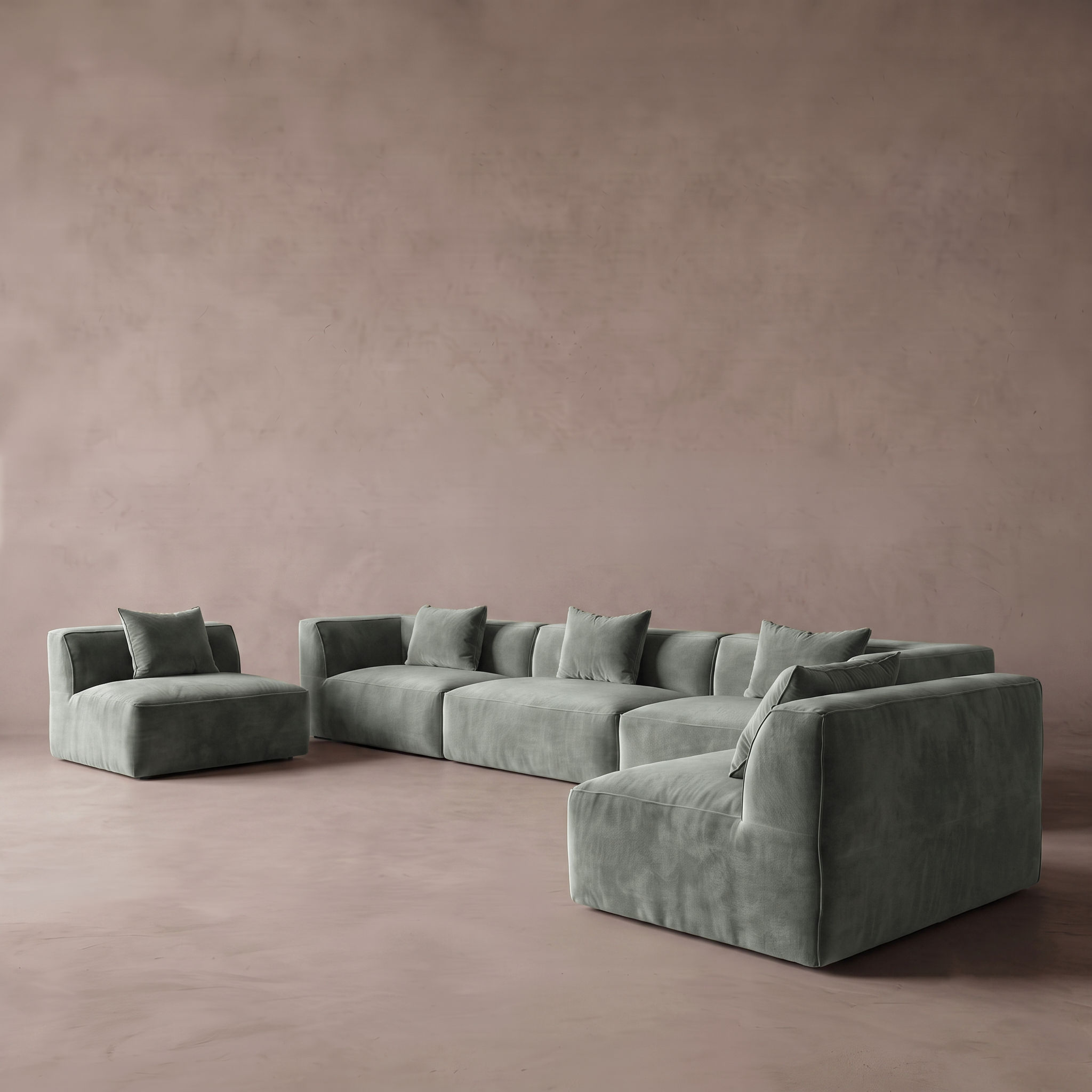 Ezra Modern Velvet Sectional | Modular Sofa - SAGE GREEN